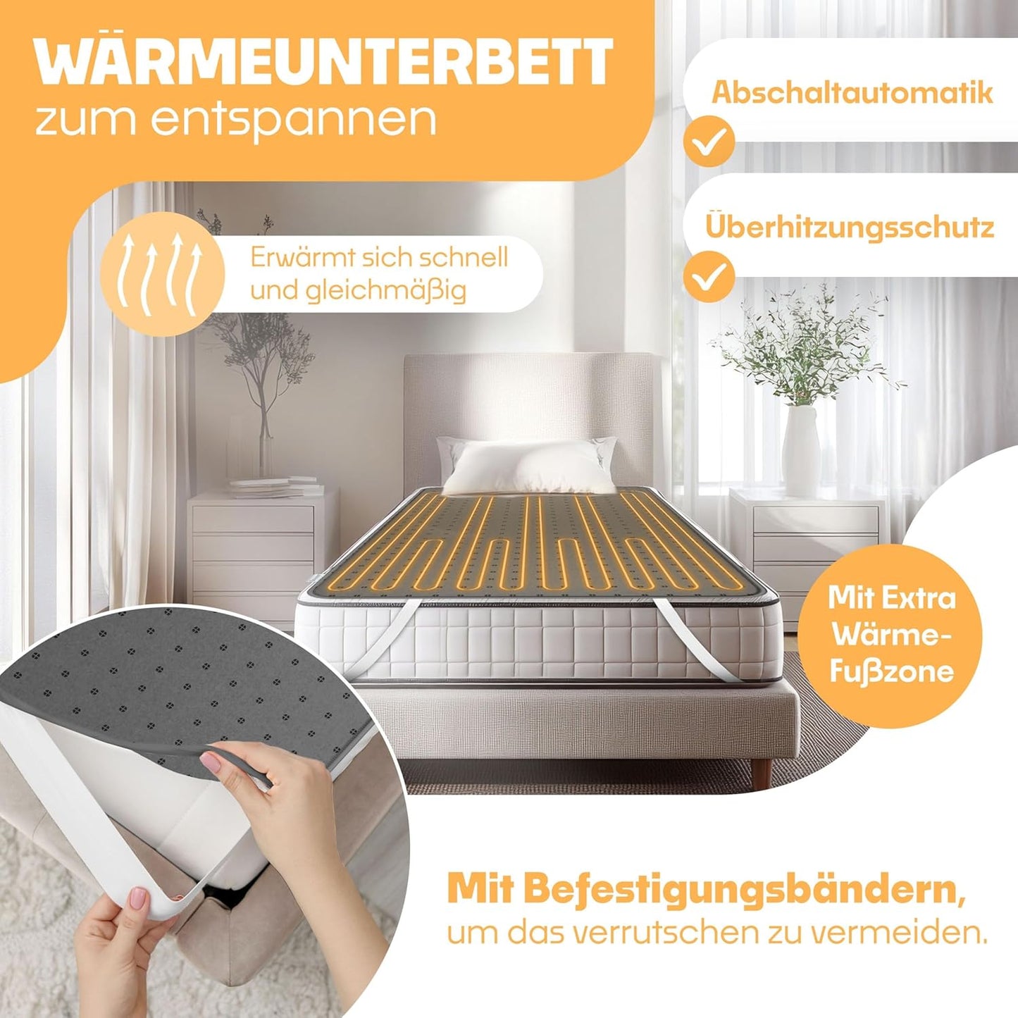 Doppel-Wärmeunterbett mit Abschaltautomatik, 2 Temperaturzonen & Fernbedienung, 160 x 140 cm Anthrazit - Ohne Muster