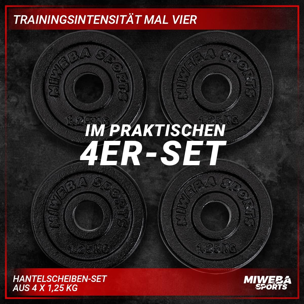 Hantelscheiben-Set aus Gusseisen, 4x 1.25 Kg