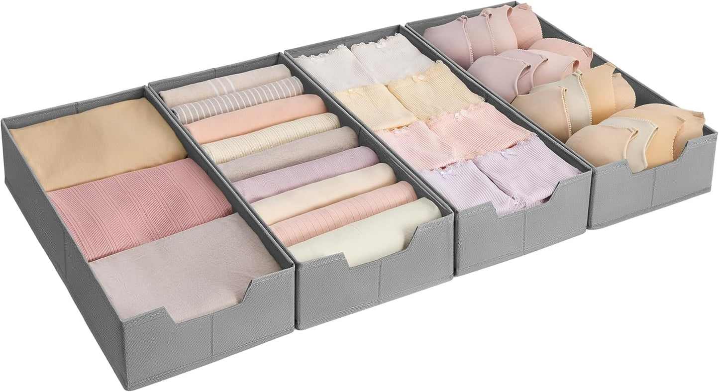 4-teiliges Unterwäsche-Organizer-Set für Schubladen, 50T x 22B cm ohne Trennwände