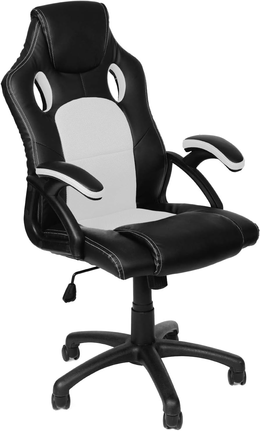 Ergonomischer Gaming-Schreibtischstuhl mit Wippmechanik, Weiß