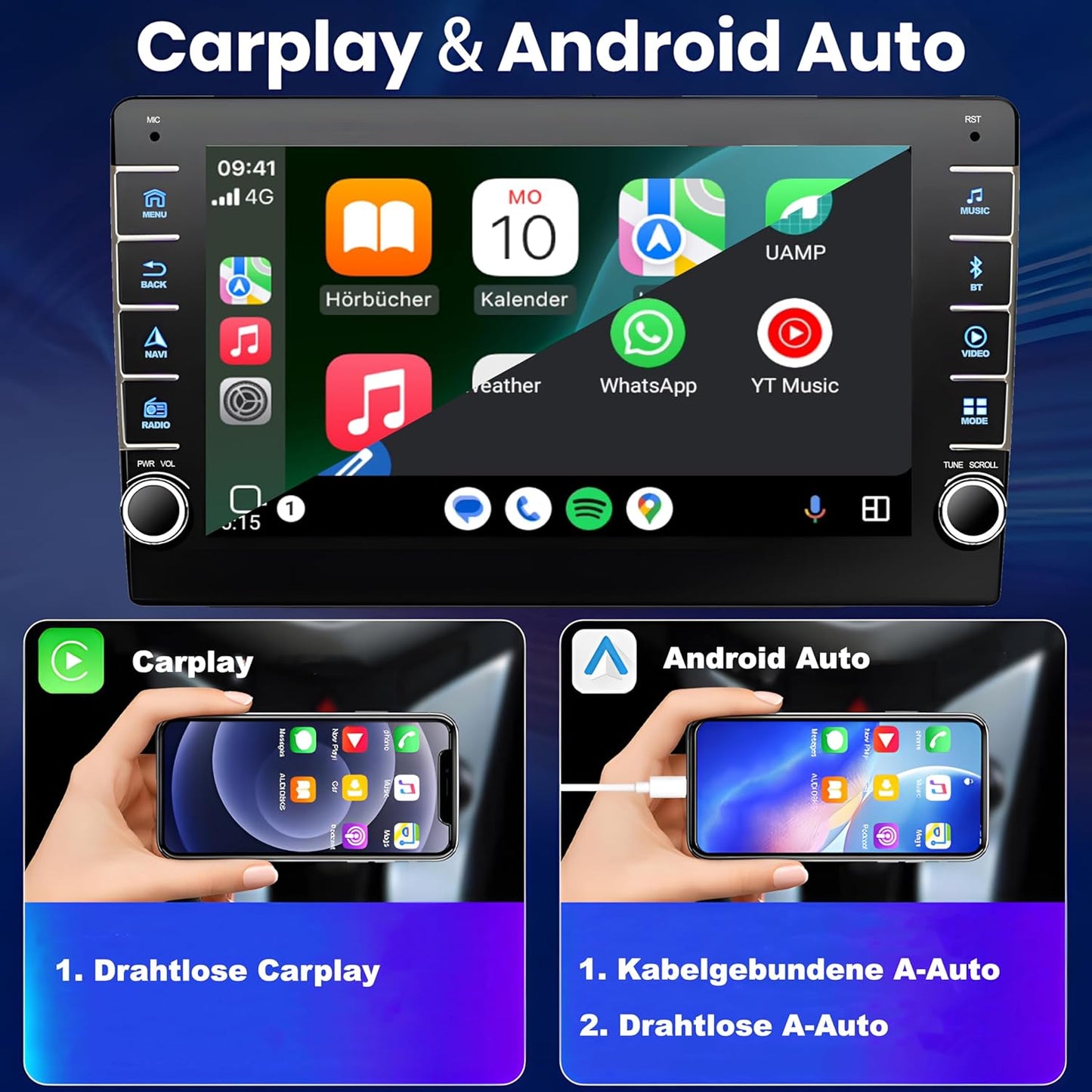 Android 13 Autoradio mit Navi und 8-Zoll-Display, AVM8
