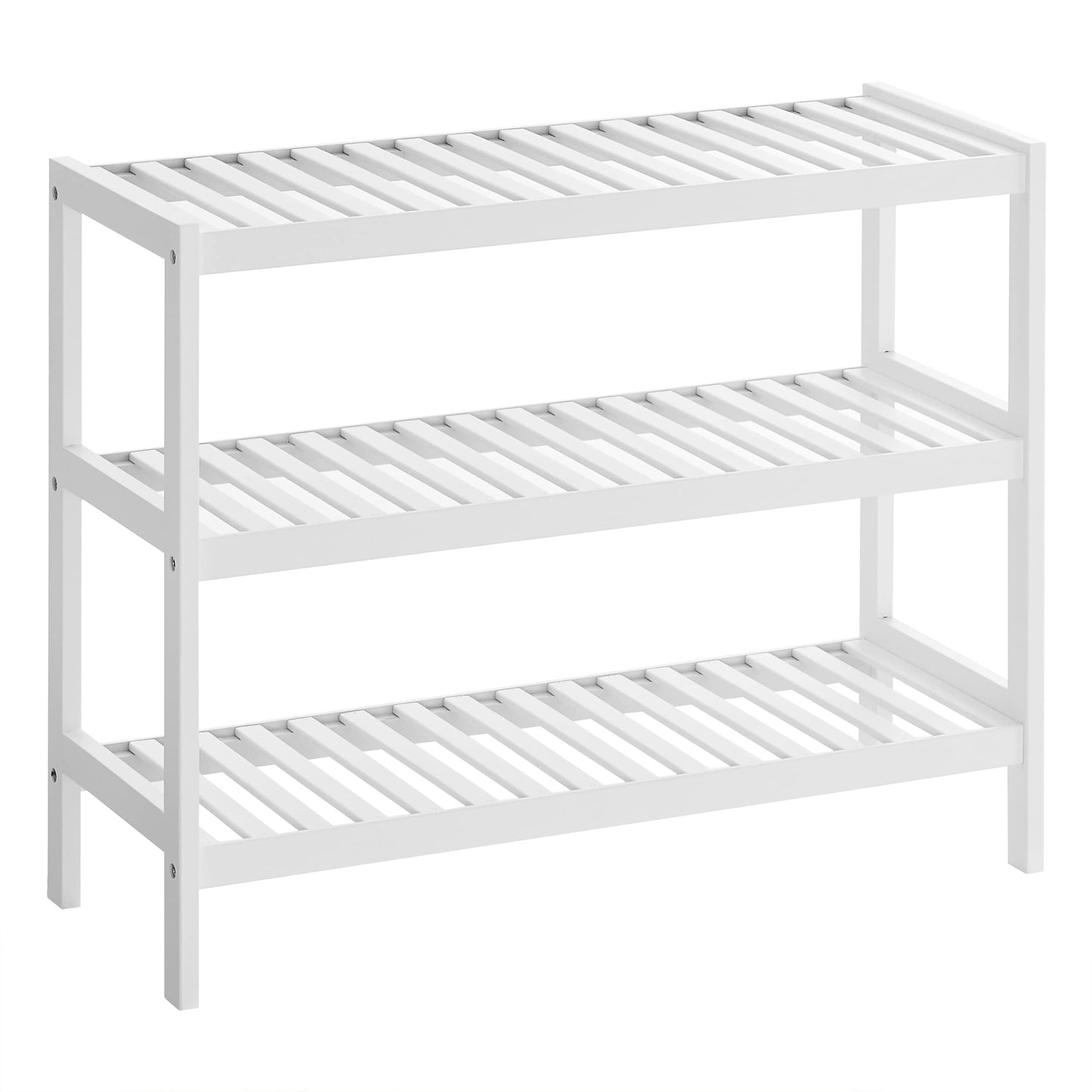 Bambus Schuhregal mit 3 Ebenen (26x70x55 cm), Weiss 3 Ebenen
