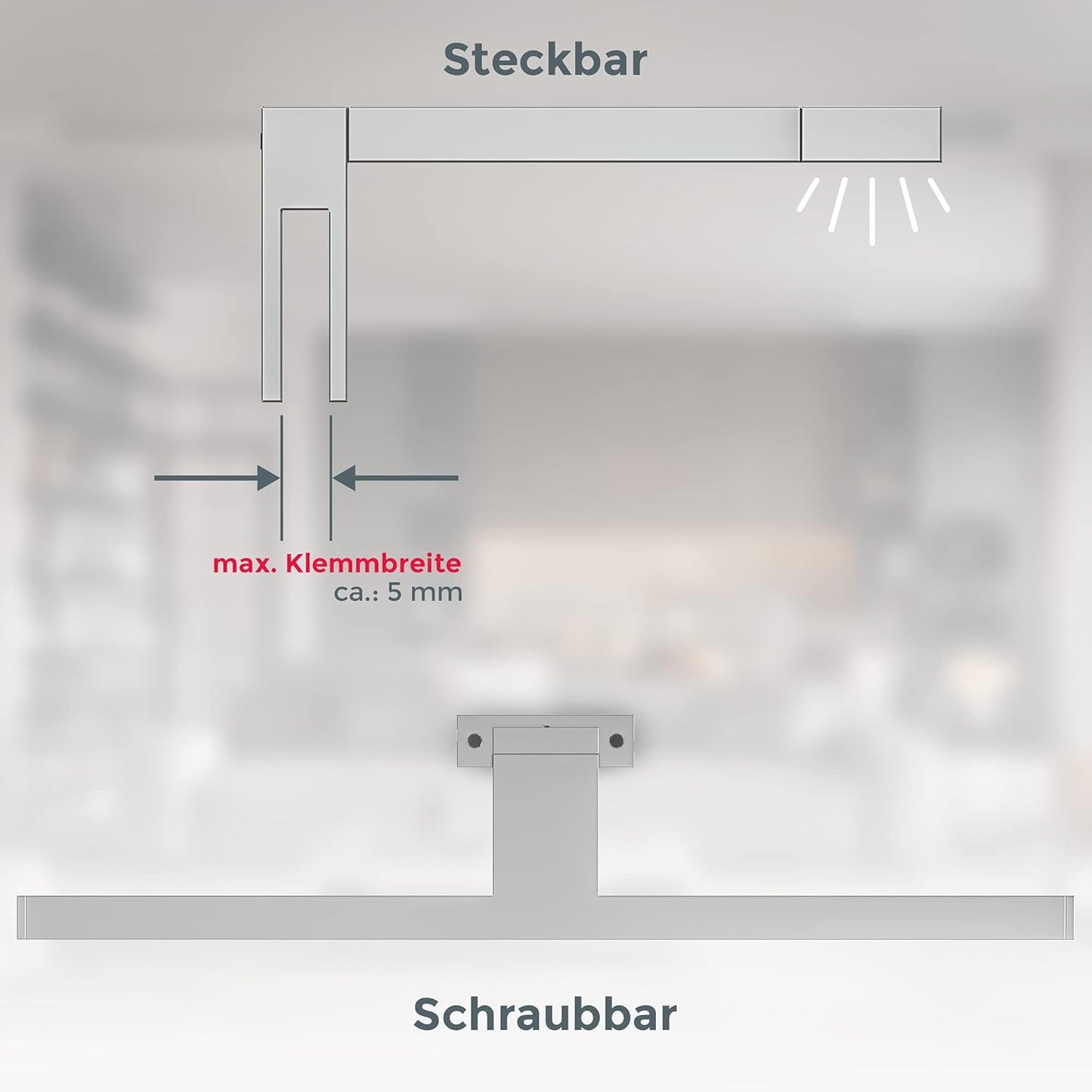 Spiegelleuchte für Bad, Chrom 30 cm