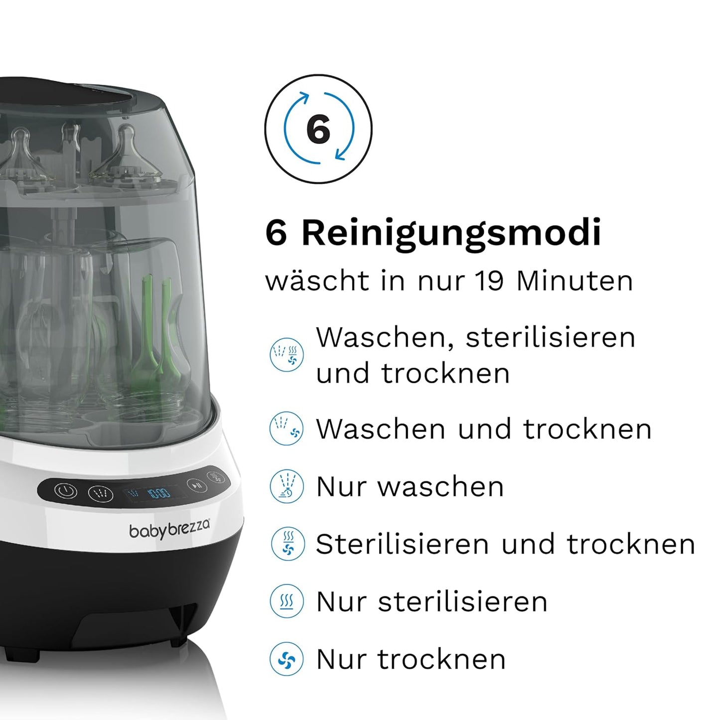 Flaschenwaschmaschine für Babyflaschen & Pumpenteile, Schwarz/Weiß