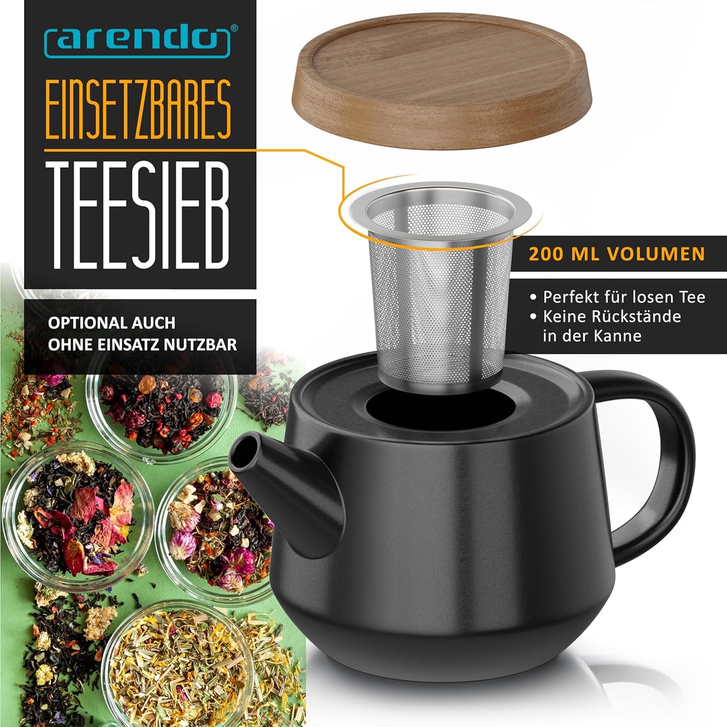 5-teiliges Teeservice-Set mit Teekanne und Tassen