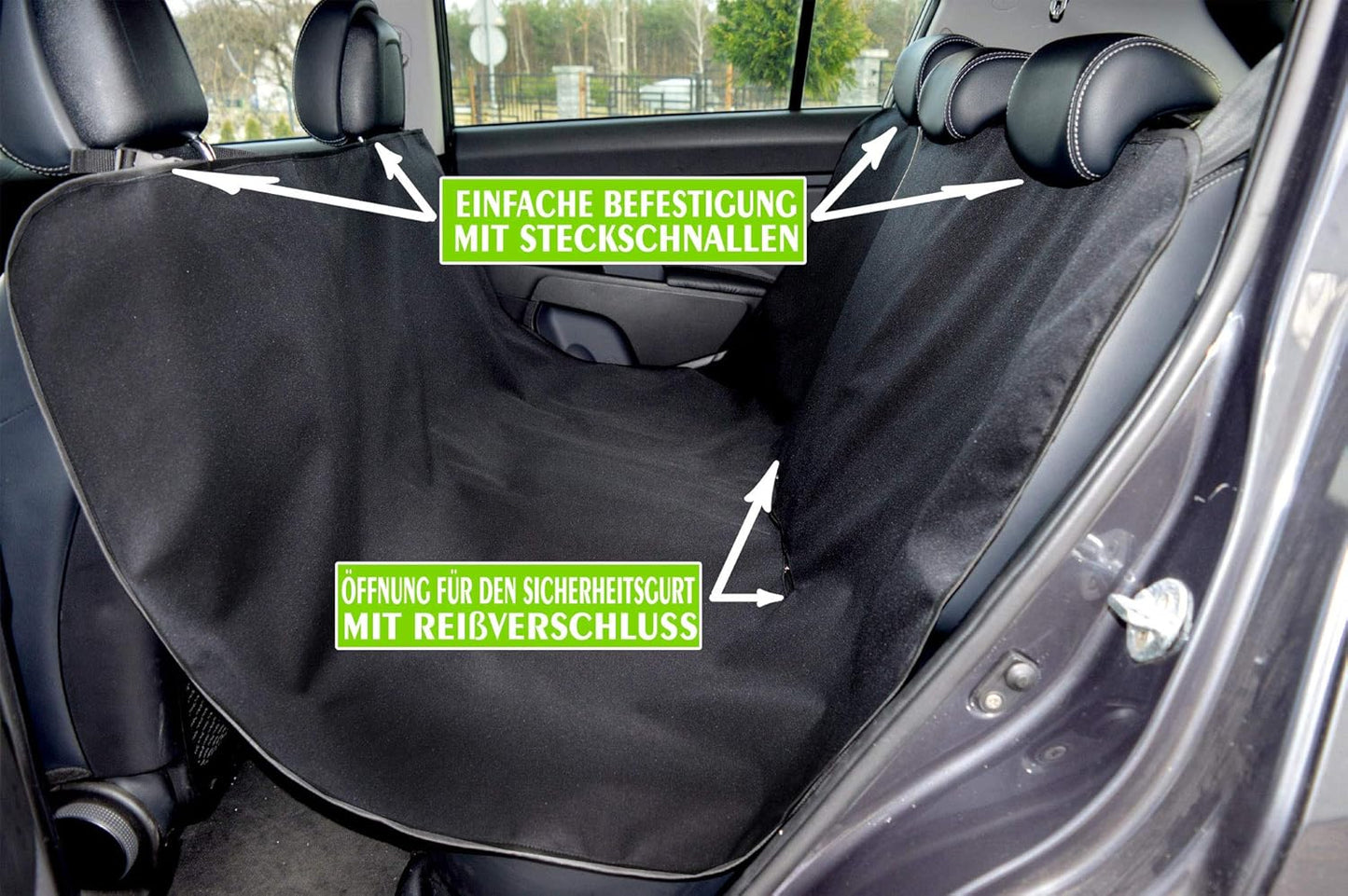 Schmutzabweisende Hunde-Autoschondecke für Rückbank & Kofferraum, 2. Schwarz