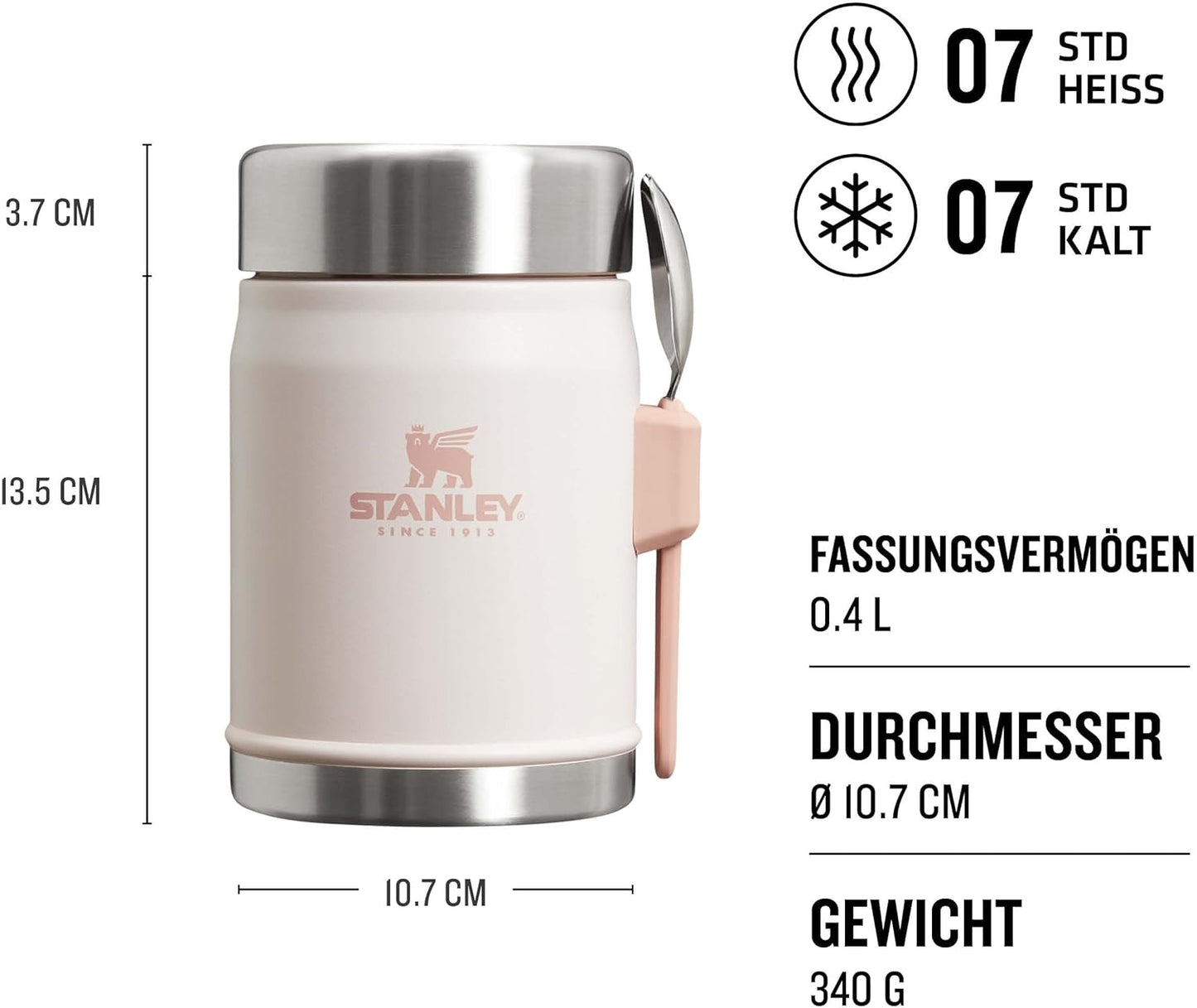 Edelstahl Thermobehälter für Essen (400 ml), Rose Quartz