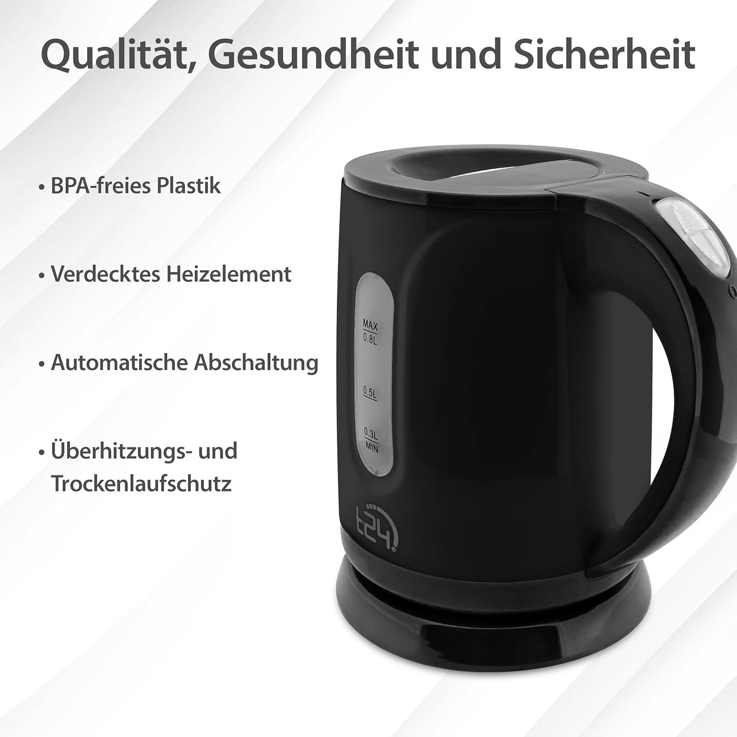 Wasserkocher 0,8 Liter, Schwarz