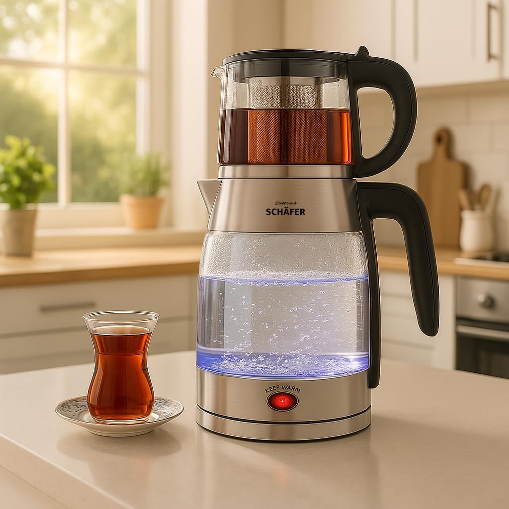 Tee- und Wasserkocher mit Teesieb und Abschaltautomatik, Alya-silber