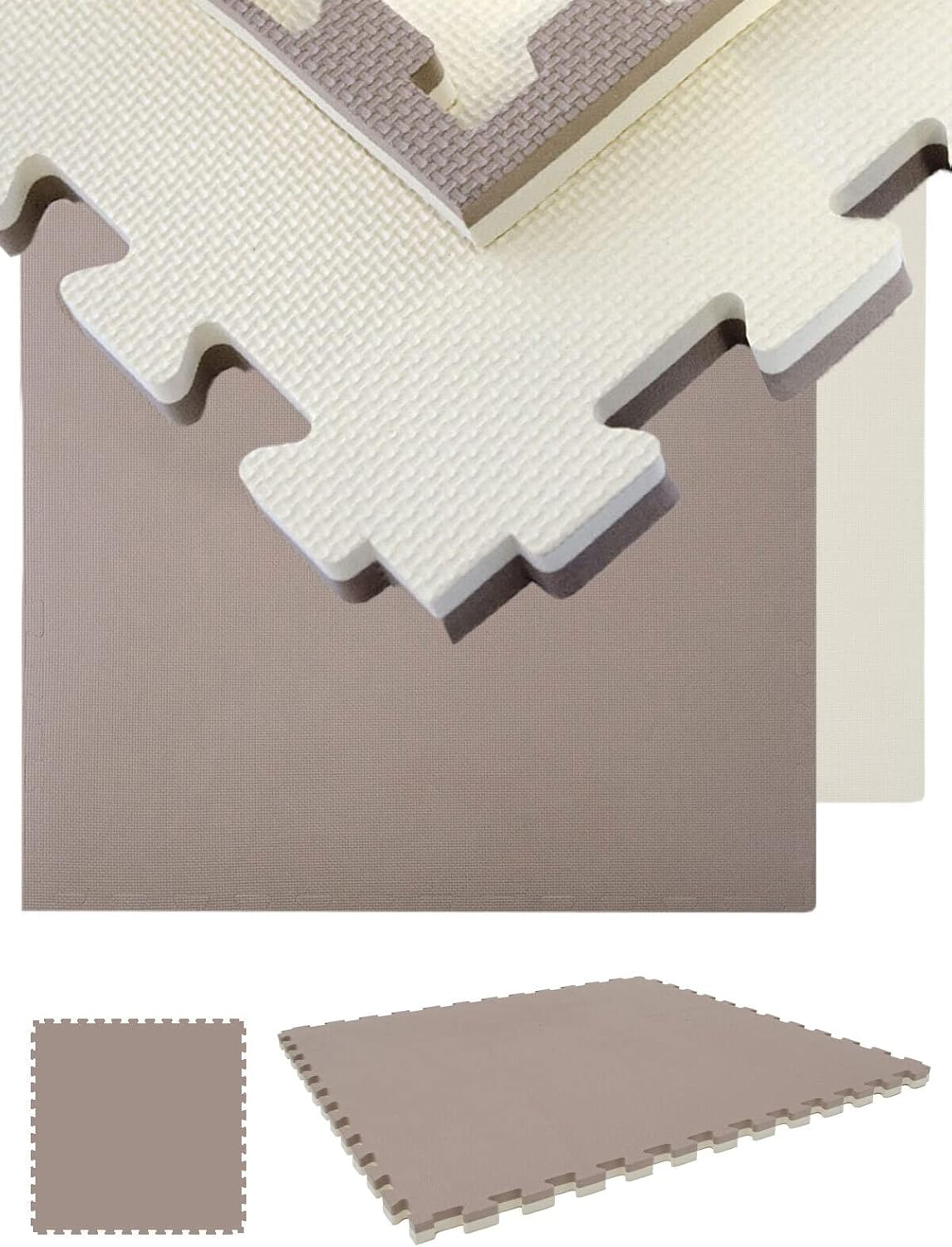 Kampfsportmatte für Zuhause (90 x 90 cm), 1 Matte 90 x 90 cm Beige Braun