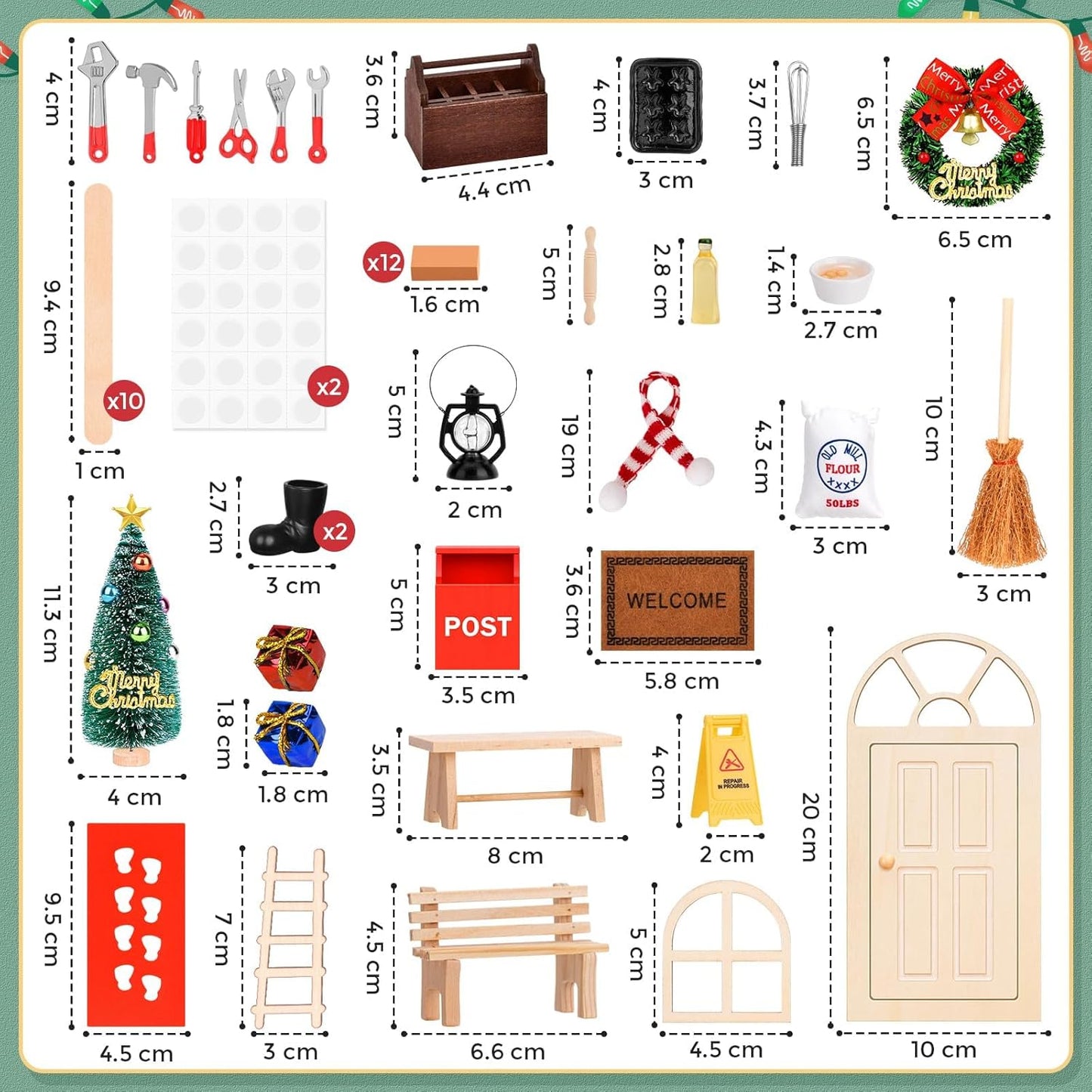 Wichtel Zubehör-Set Weihnachten (43 Teile), A-Stil