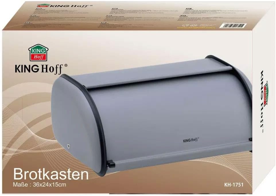 Brotkasten Brotbox (klein, 36x24x15 cm), Grau Kleine 36cm x 24cm x 15cm.