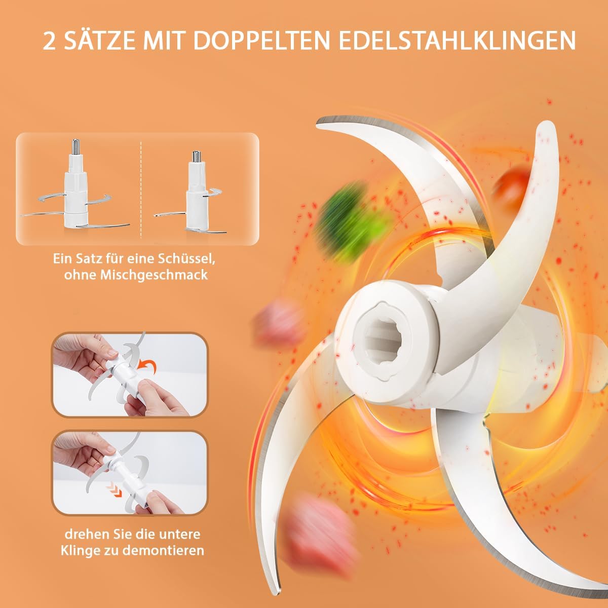 Elektrischer Zerkleinerer mit 4-Klingen