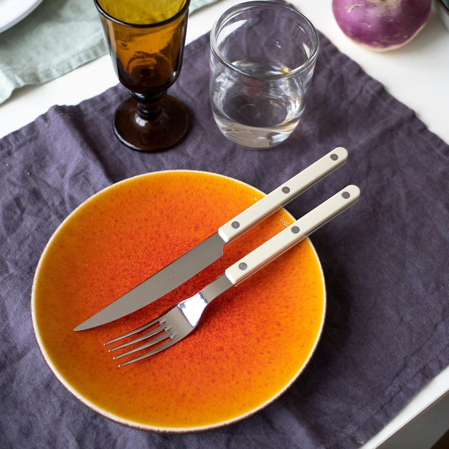 5-teiliges Tafelbesteck-Set, Set 5 Bistrot Elfenbeinfarbe