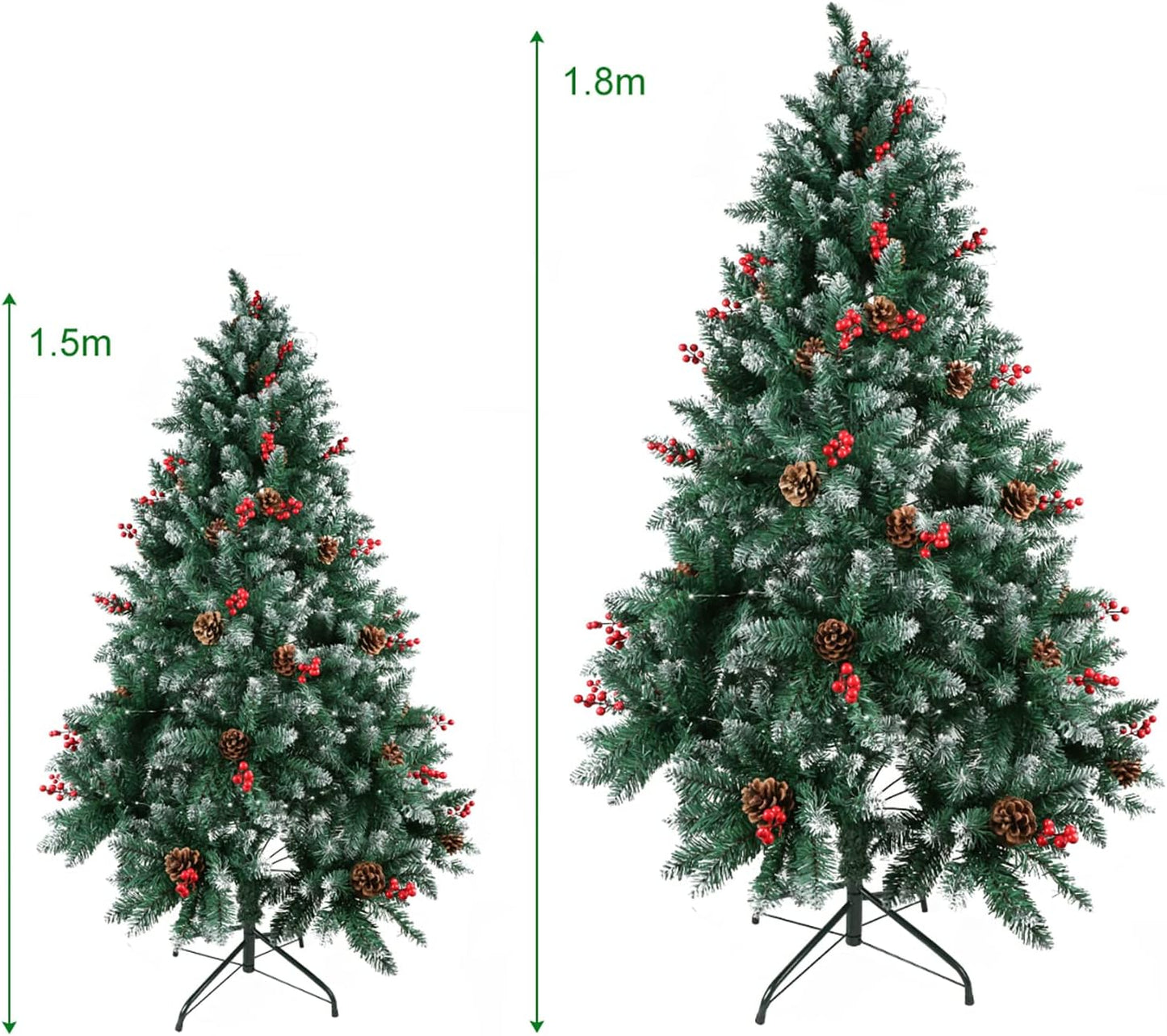 Künstlicher Weihnachtsbaum mit Lichterkette, 180 cm Grün - 720 Spitzen
