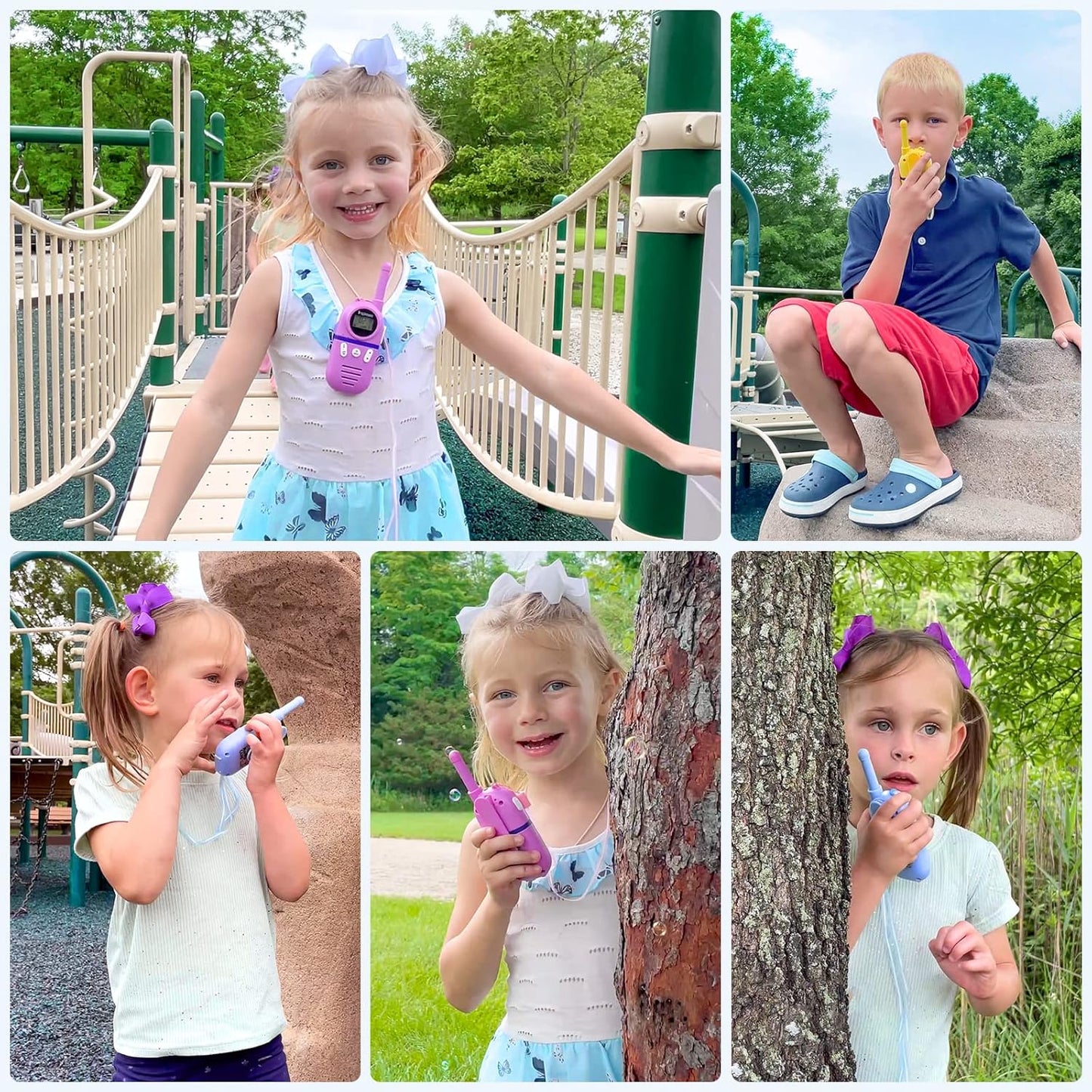 3 x Walkie Talkies für Kinder, Rosa+Gelb+Blau 3er Set