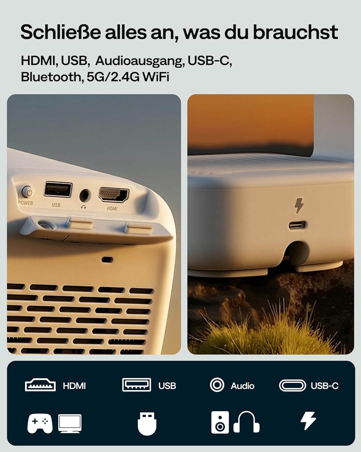 D1 air Smart Beamer mit Apps & 4K-Unterstützung, Weiss