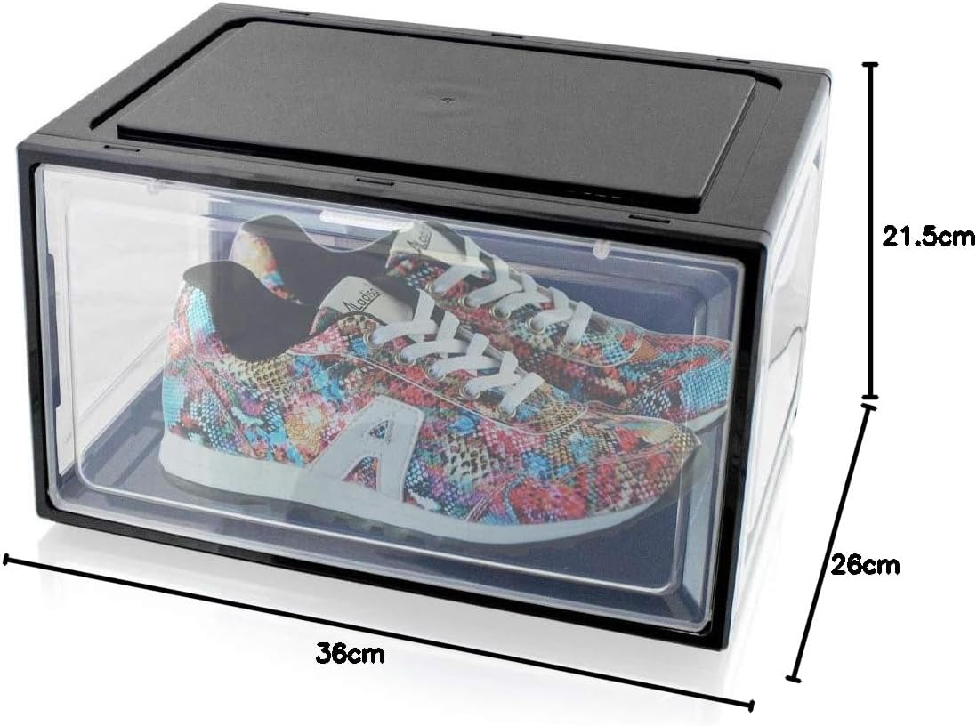 Stapelbare Schuhboxen (3er Set, bis Grösse 47), Schwarz 3er Set