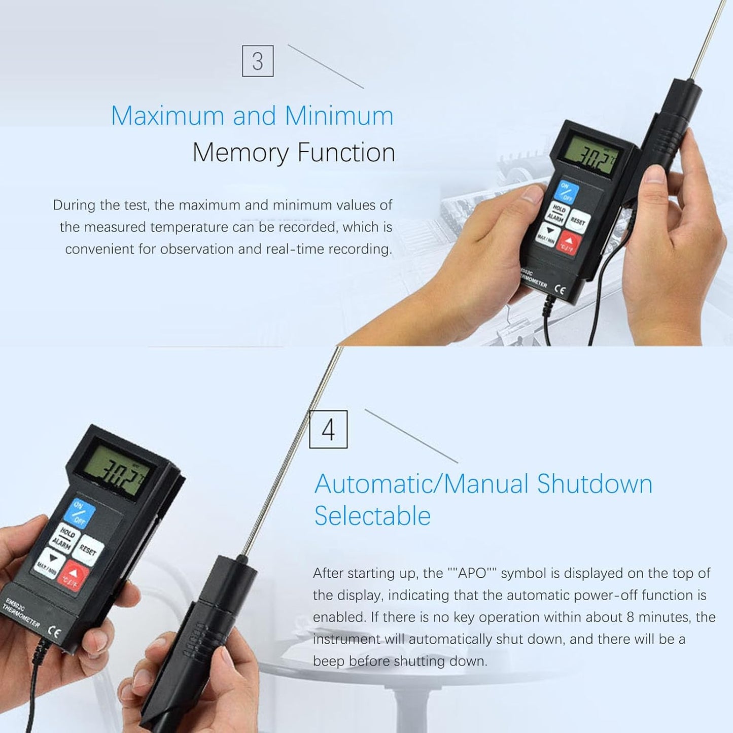 Digitales Hochpräzisions-Thermometer EM502C mit Fühler