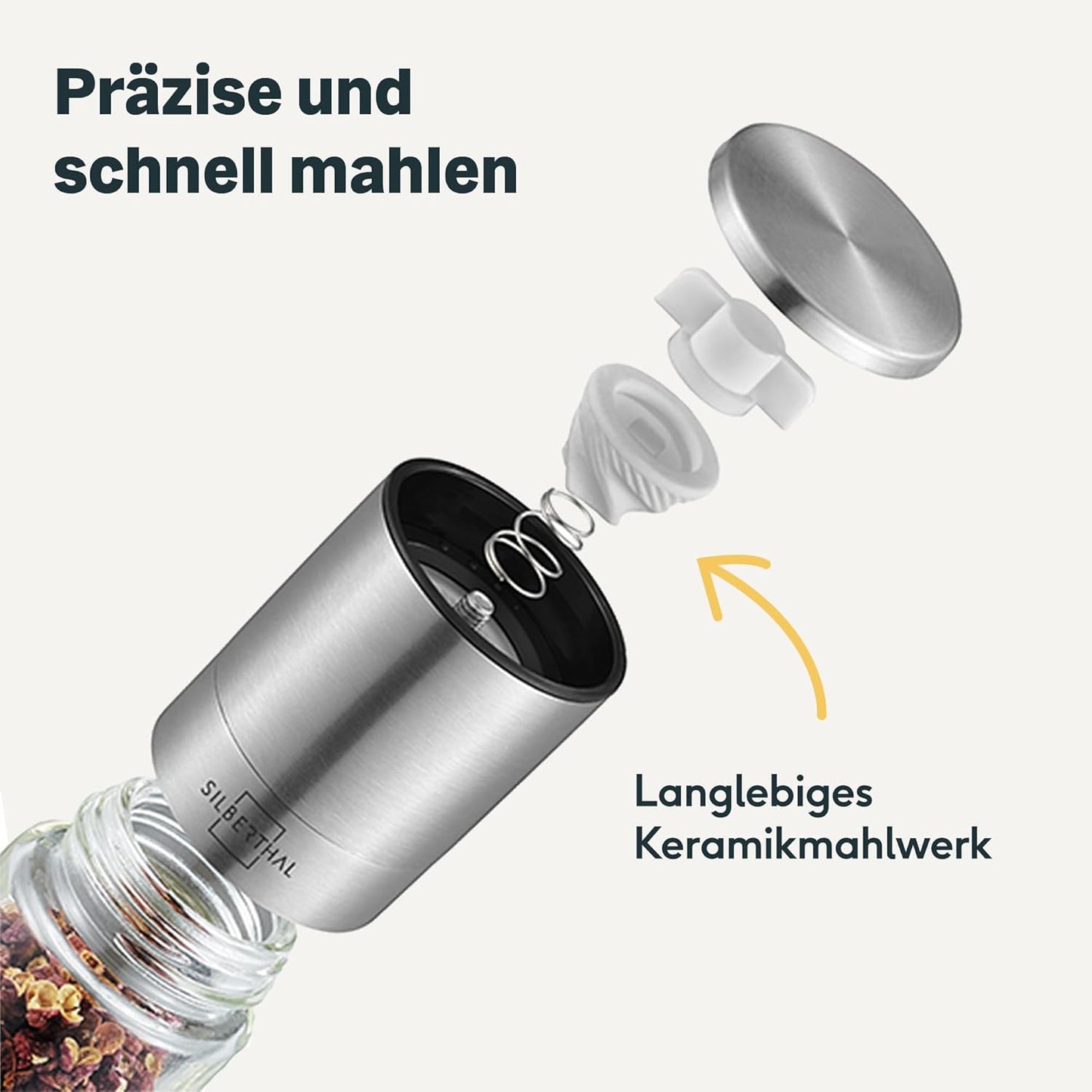 Salz- und Pfeffermühlen-Set mit Keramikmahlwerk, 2er Set