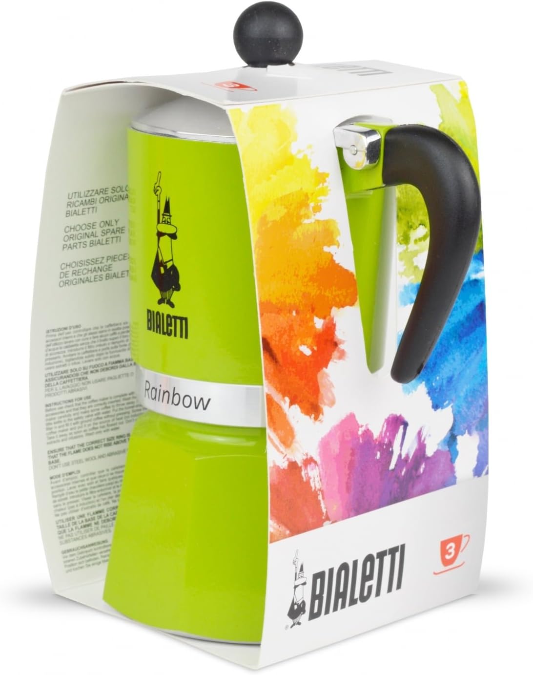 Rainbow Caffettiera Espressokocher, Grün 3 Tassen