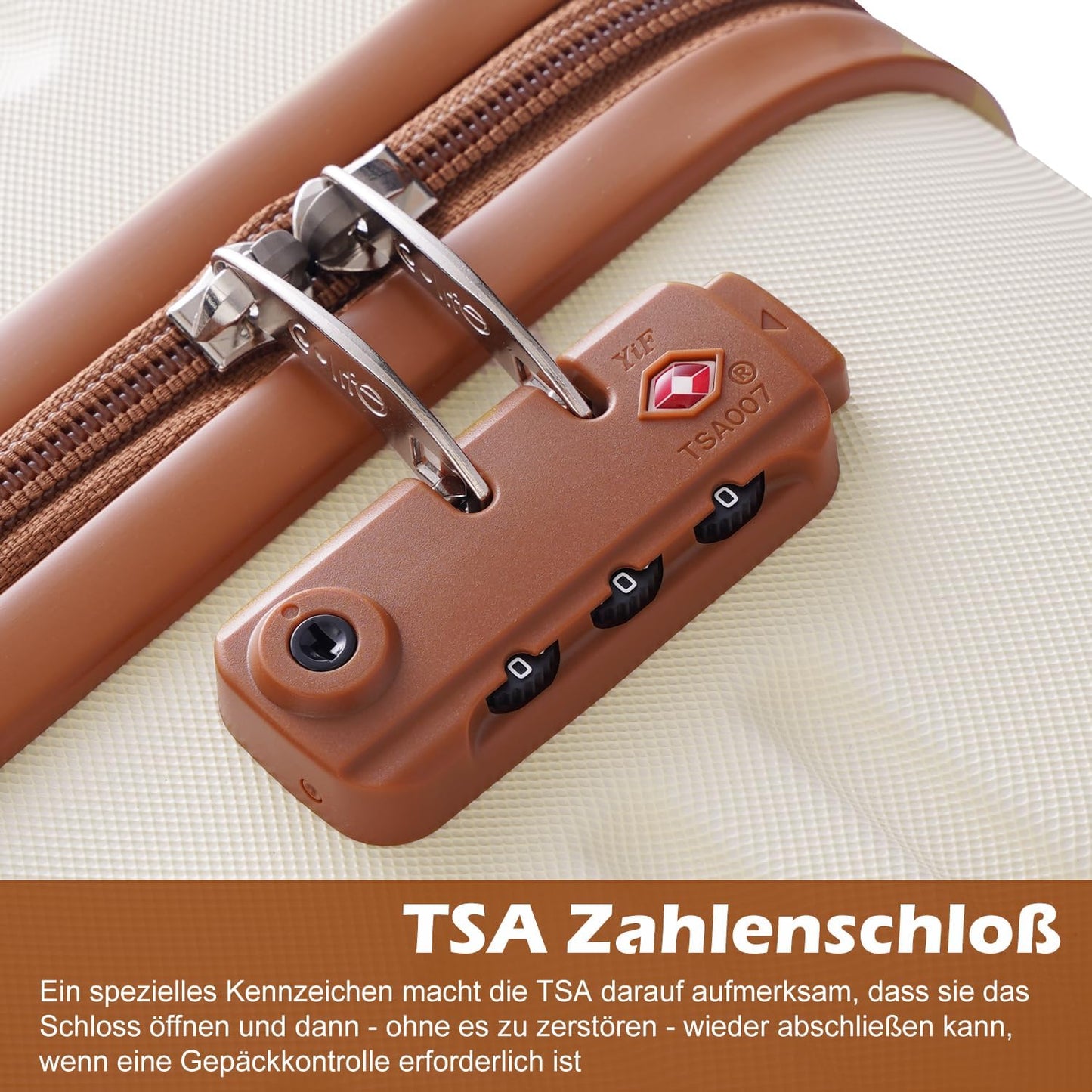 5-teiliges Trolley-Set mit Reiserucksack und Kulturbeutel, Koffer-Set 5tlg / Schwarz/Braun