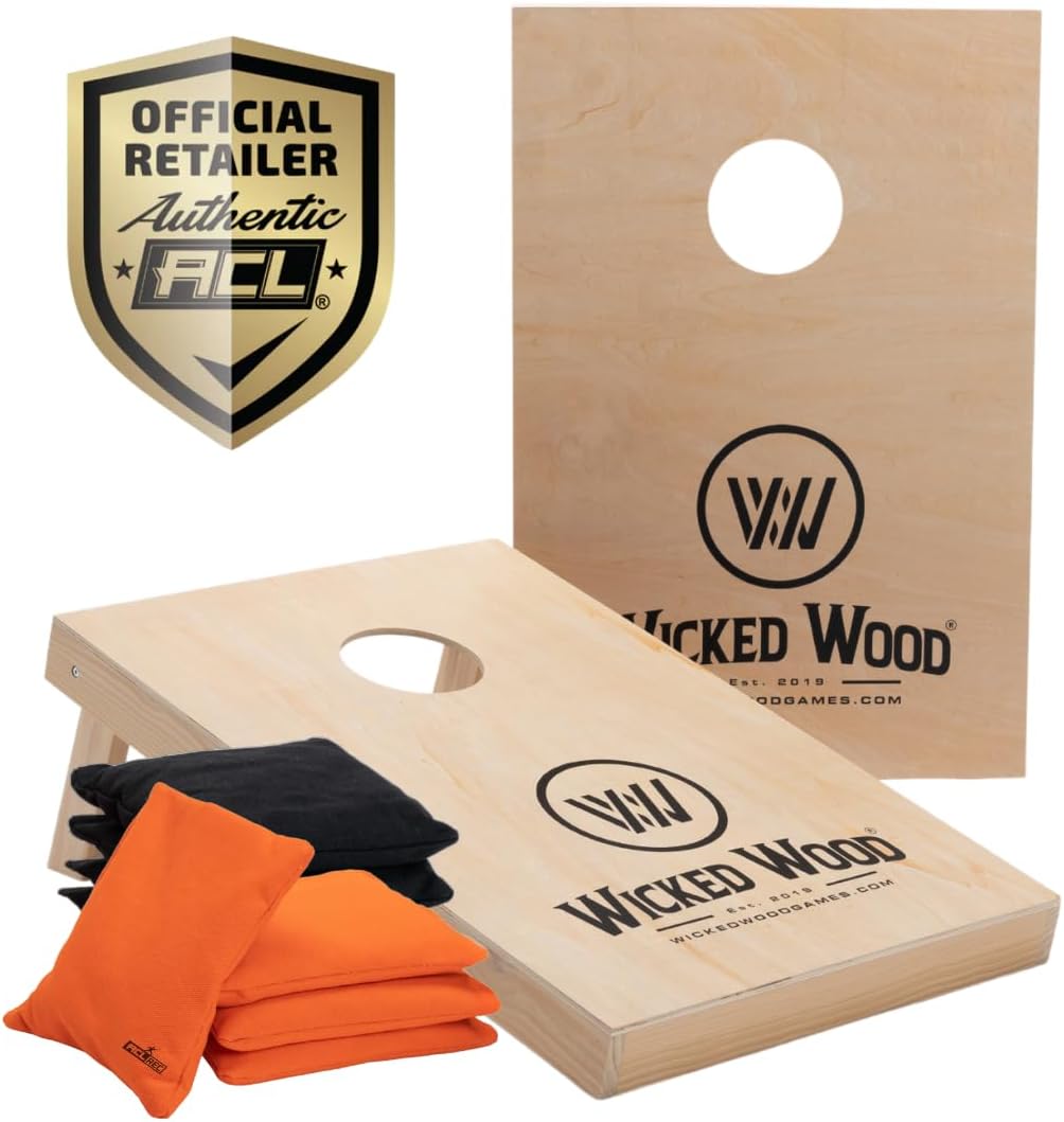 Cornhole Spielset (90x60cm), 90x60 Wood - Wicked Wood Logo - ohne Tragetasche