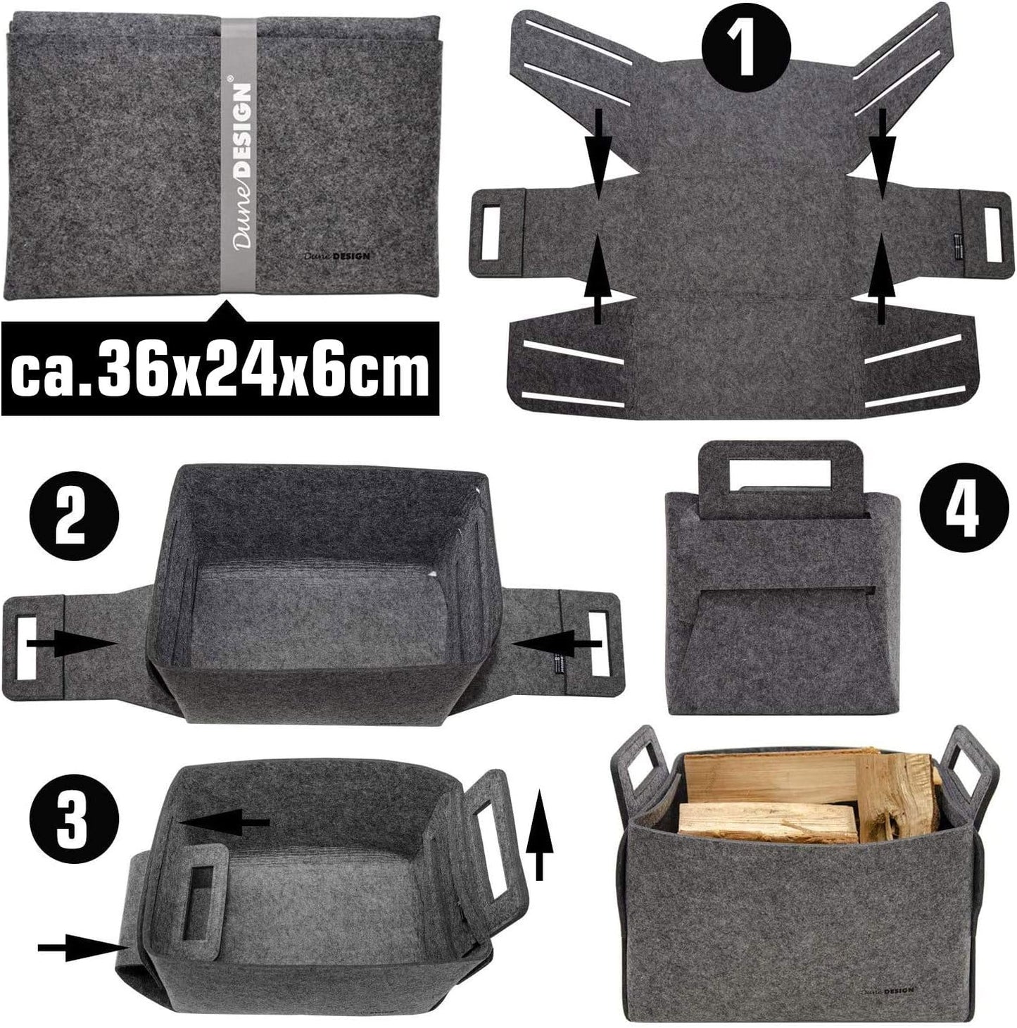 Filzkorb XL für Kaminholz