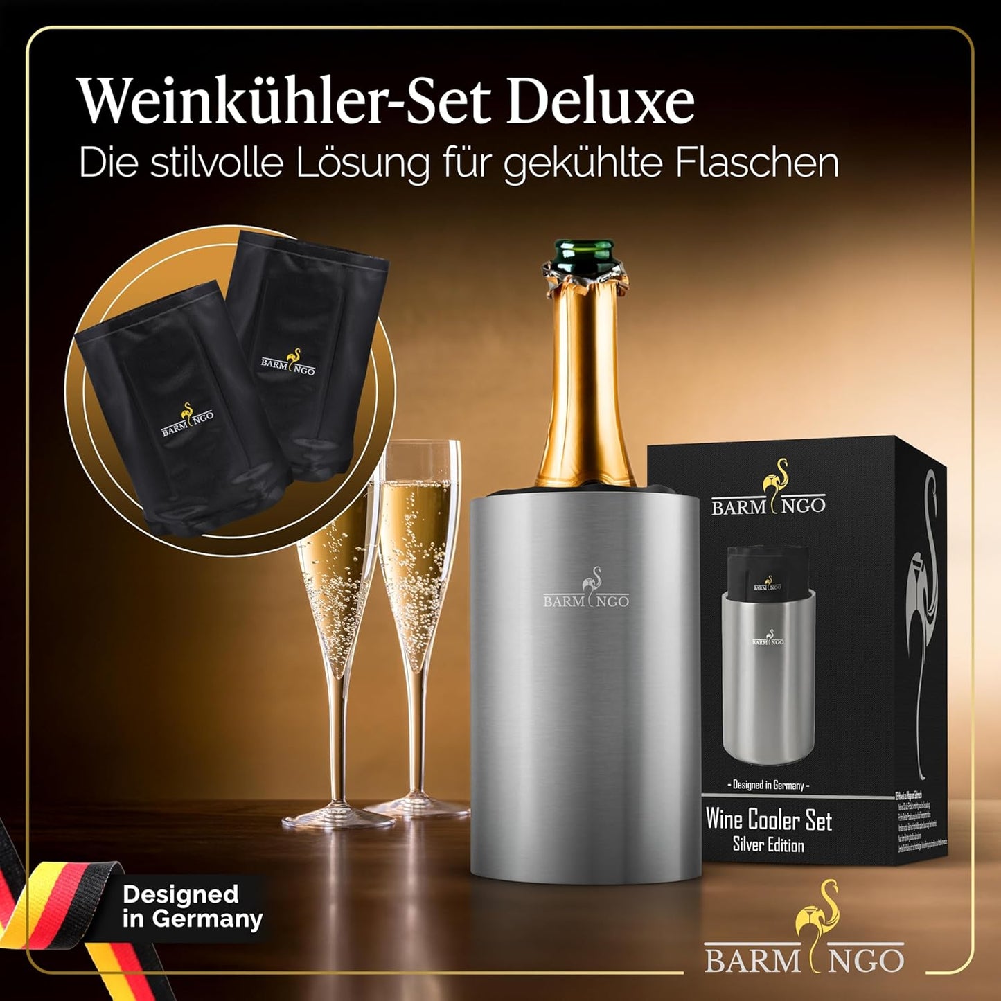 Weinkühler-Set, Silber
