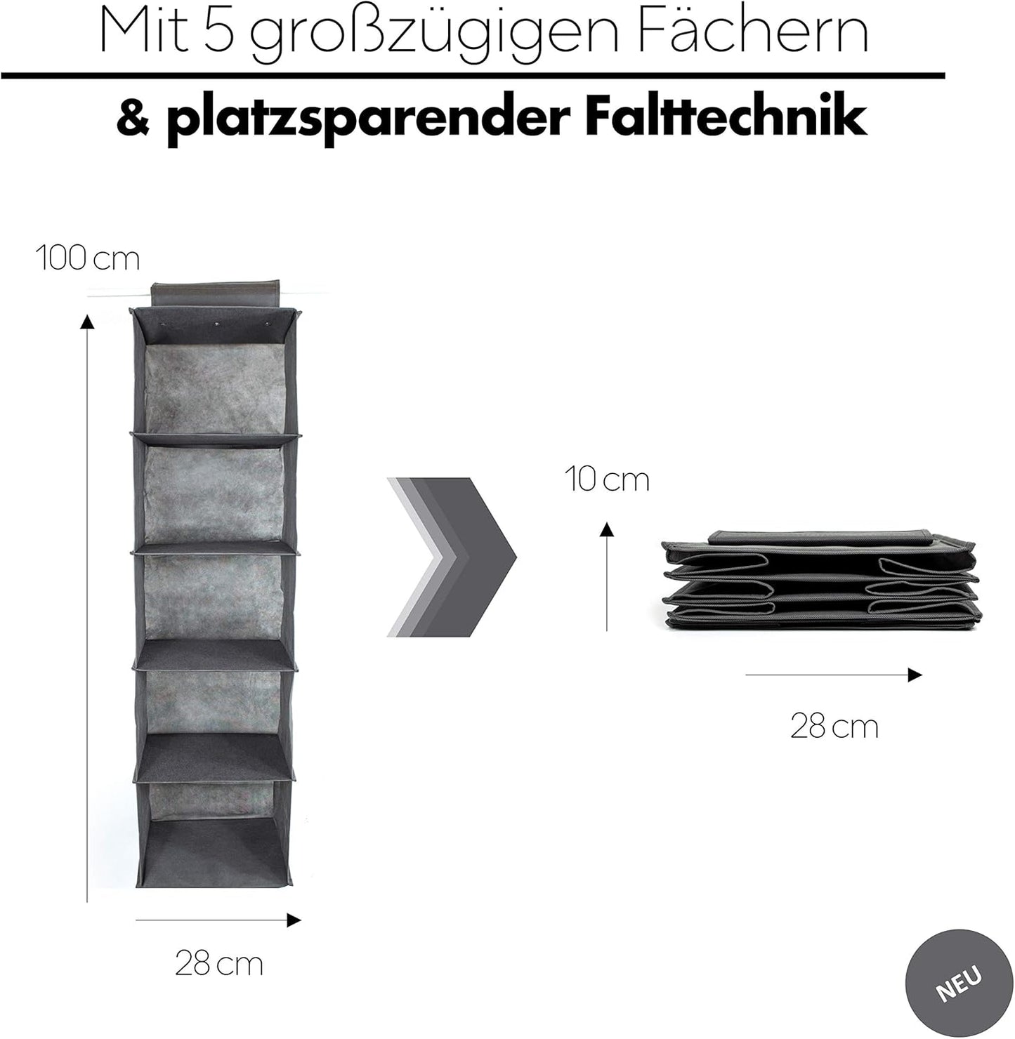 Kleiderschrank Hängeregal mit 4 Aufbewahrungsboxen, 1 X Hängeregal + 4 X Schubladenboxen