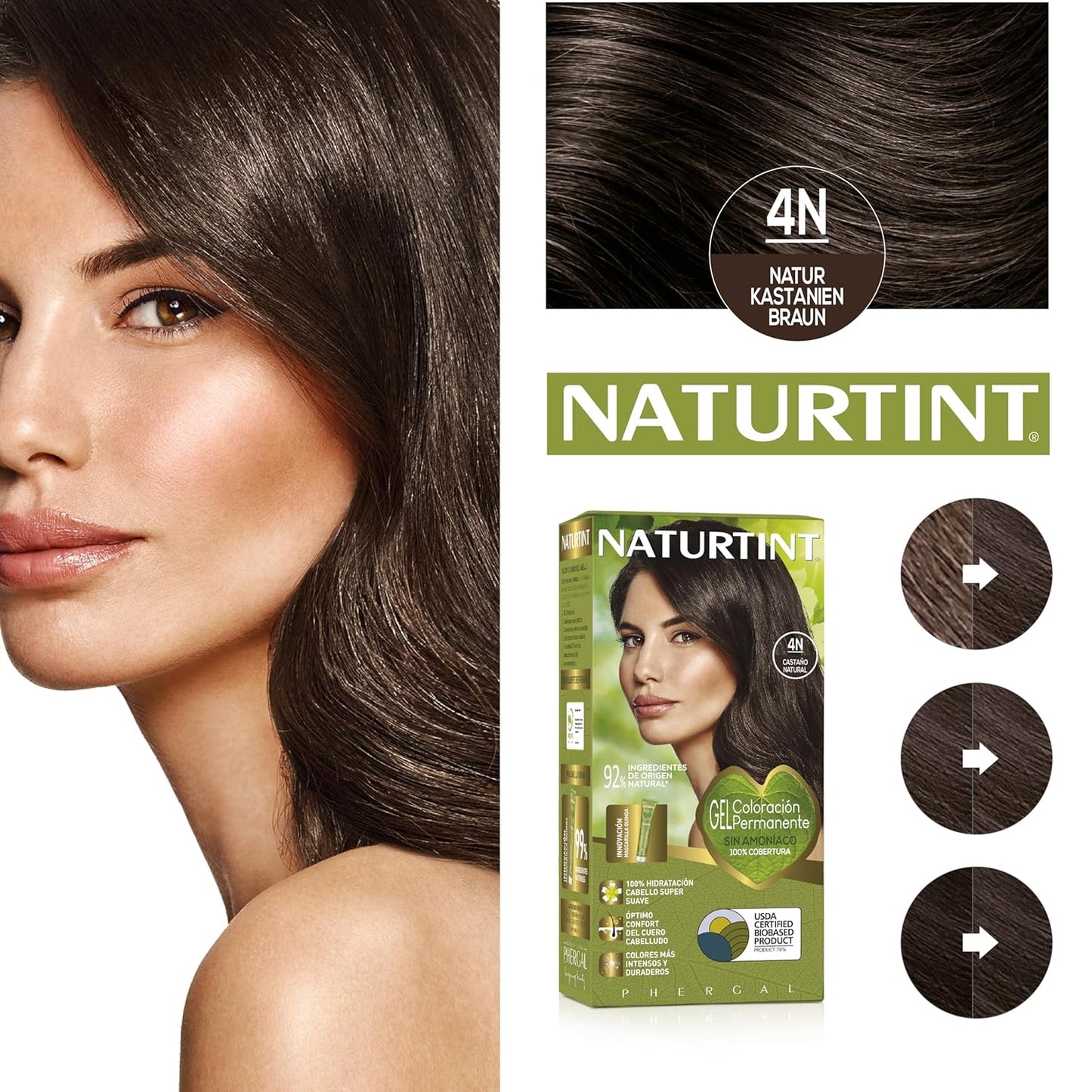 3er-Pack Haarfarbe, Kastanienbraun, 4N. Natur Kastanienbraun 170 ml (3er Pack)