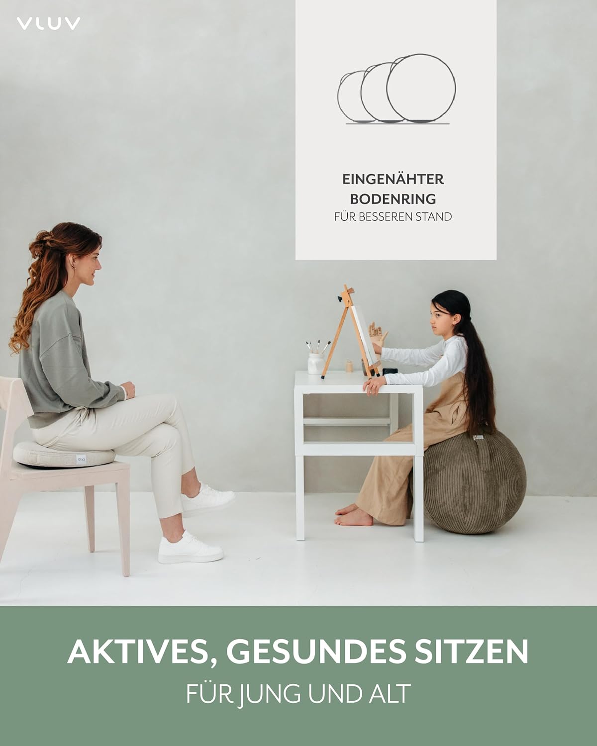 Ergonomischer Sitzball mit Tragegriff, 65 cm, Nougat 60 - 65cm