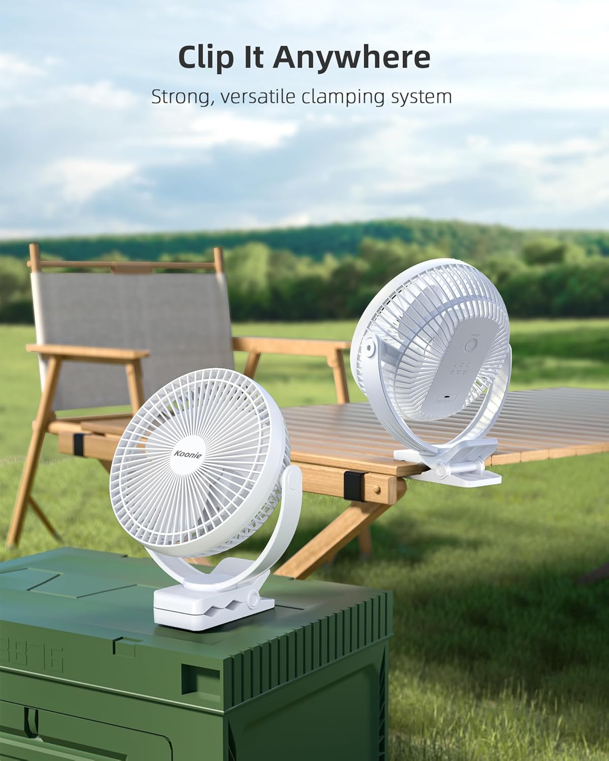 Tragbarer Clip-On-Ventilator, Weiss