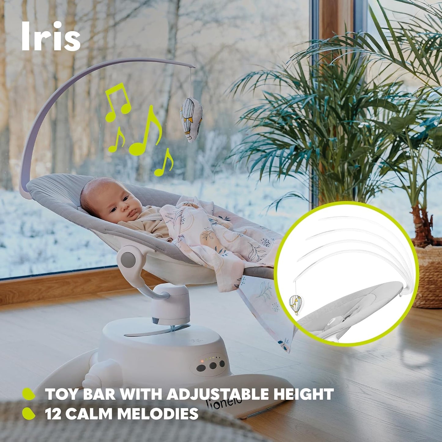 Elektrische Wippe Iris mit Sicherheitsgurt, Grau