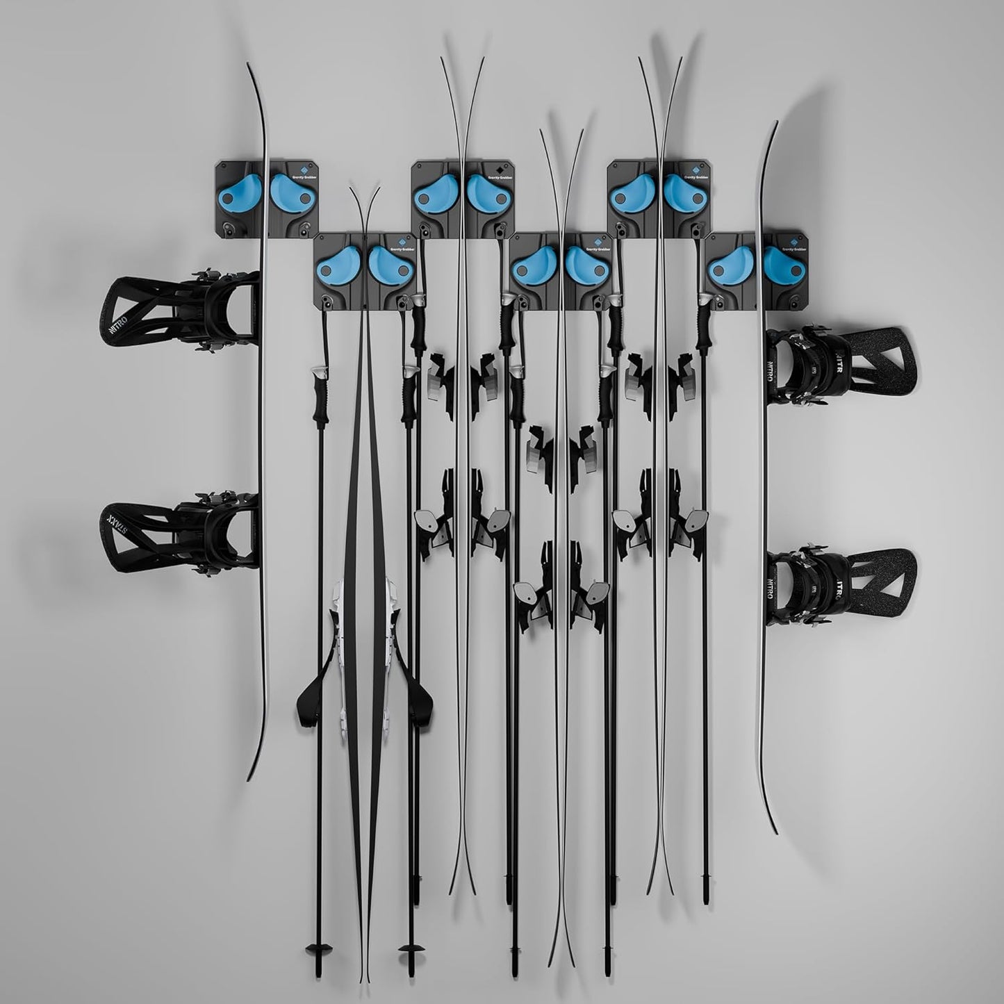 Ski & Snowboard Wandhalterung, Cyan, 6