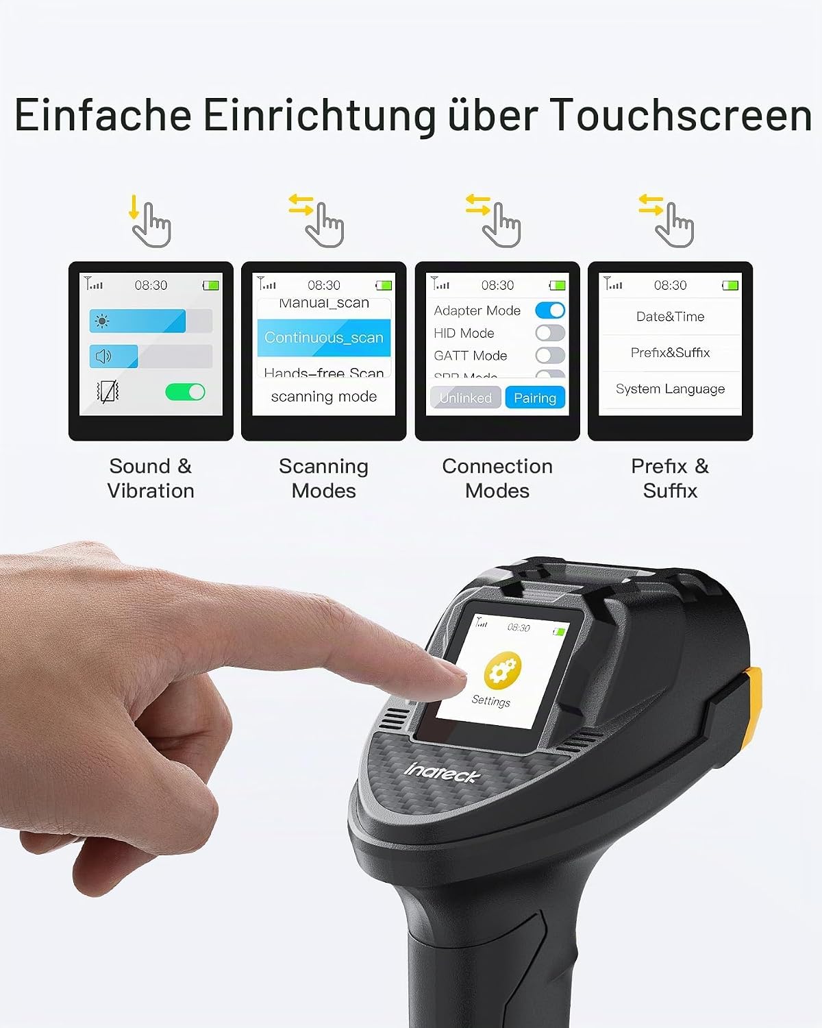 2D-Barcode-Scanner mit Touchscreen und Smart Base, 2D with Base and Screen