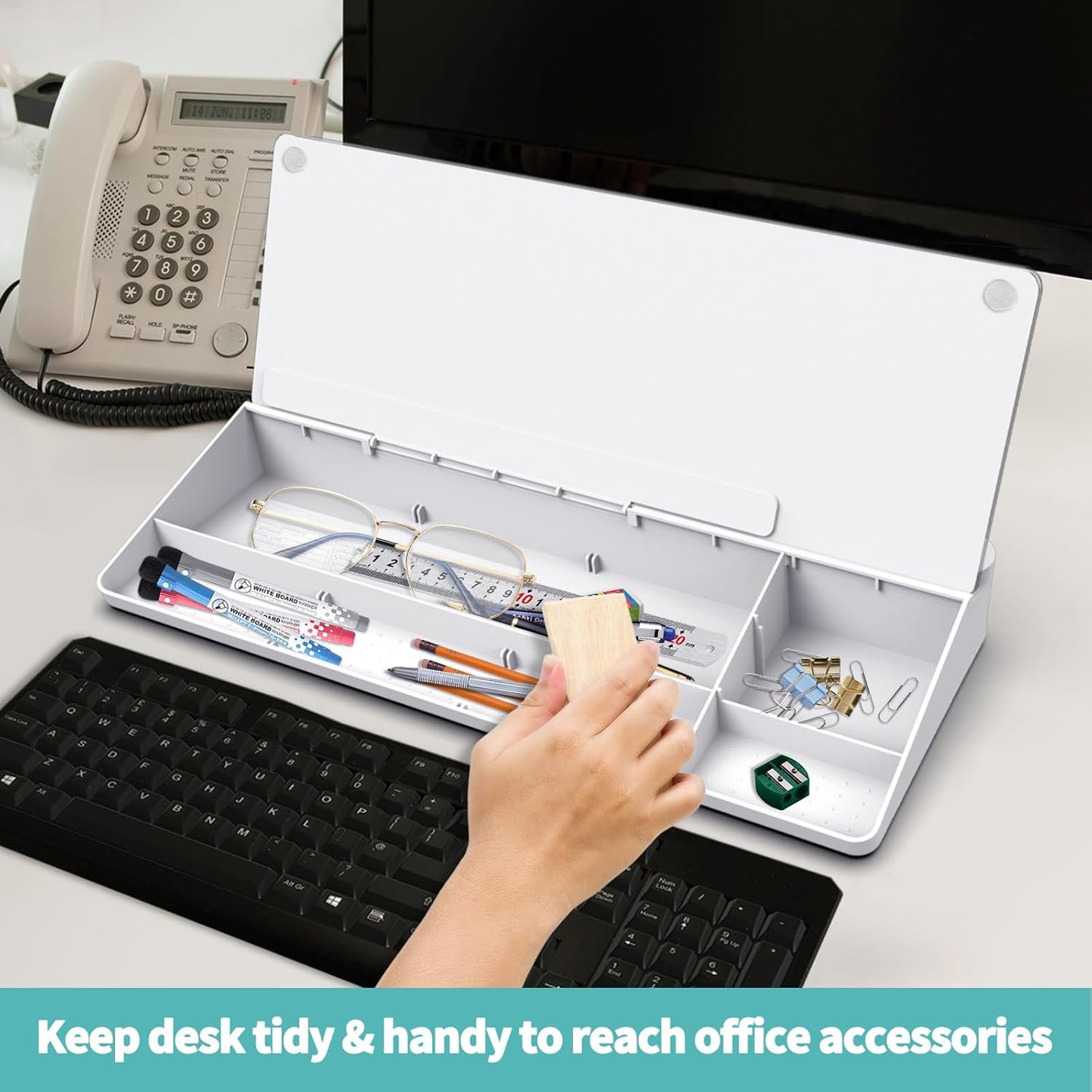 Schreibtisch Organizer mit Whiteboard und Schublade, Whiteboard