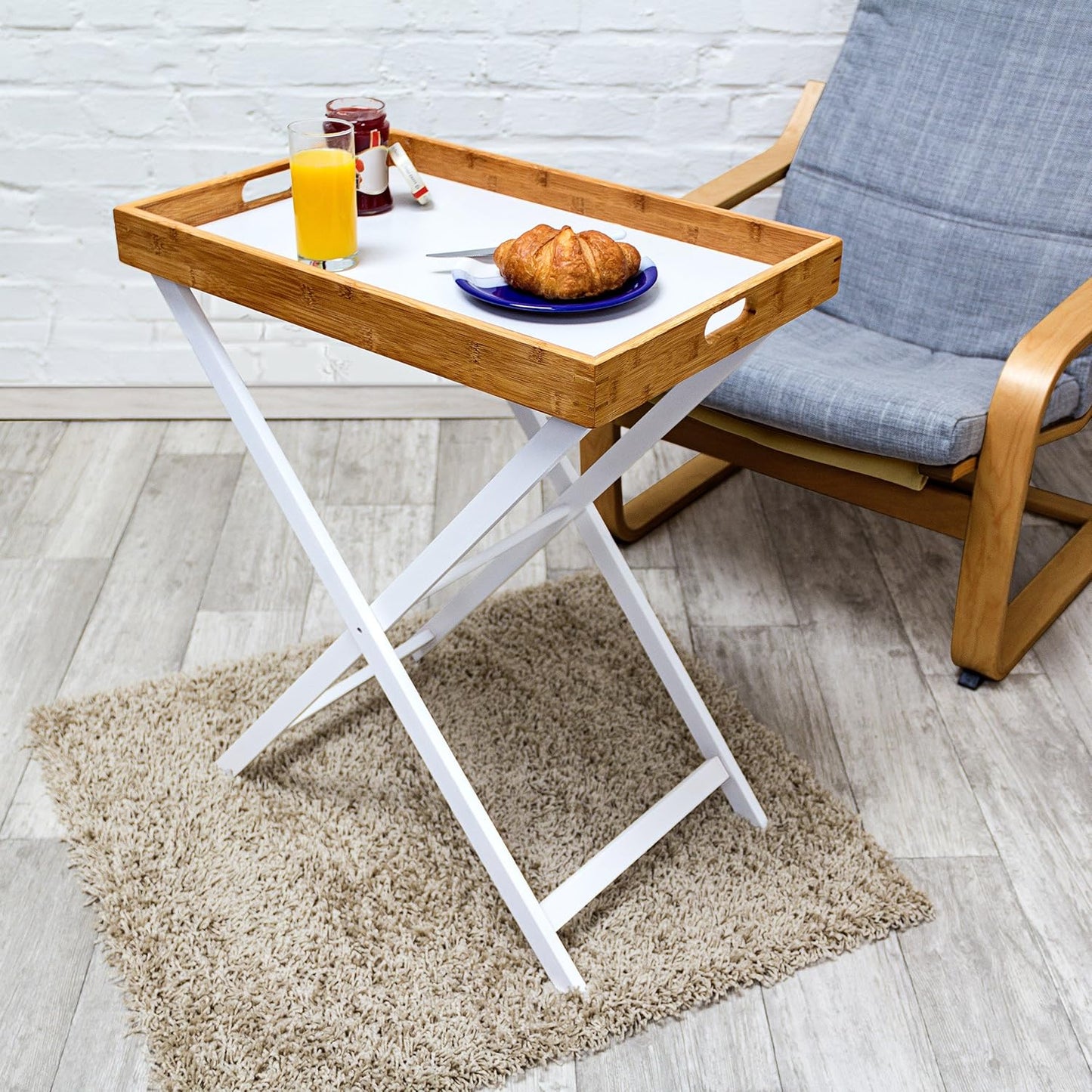 Klapptisch mit Tablett, Weiss