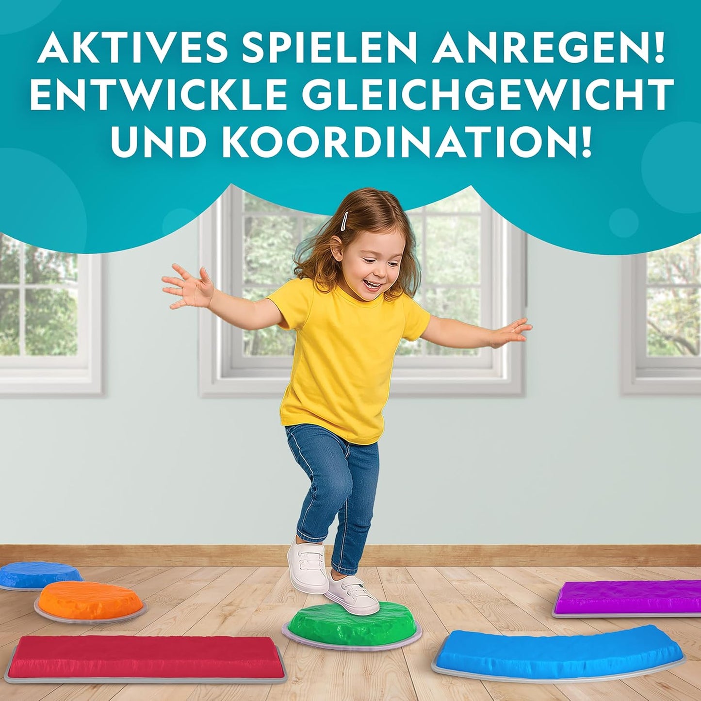 National Geographic Kids Balanciersteine & Balance-Balken, 12-teiliges Hindernisparcours-Set