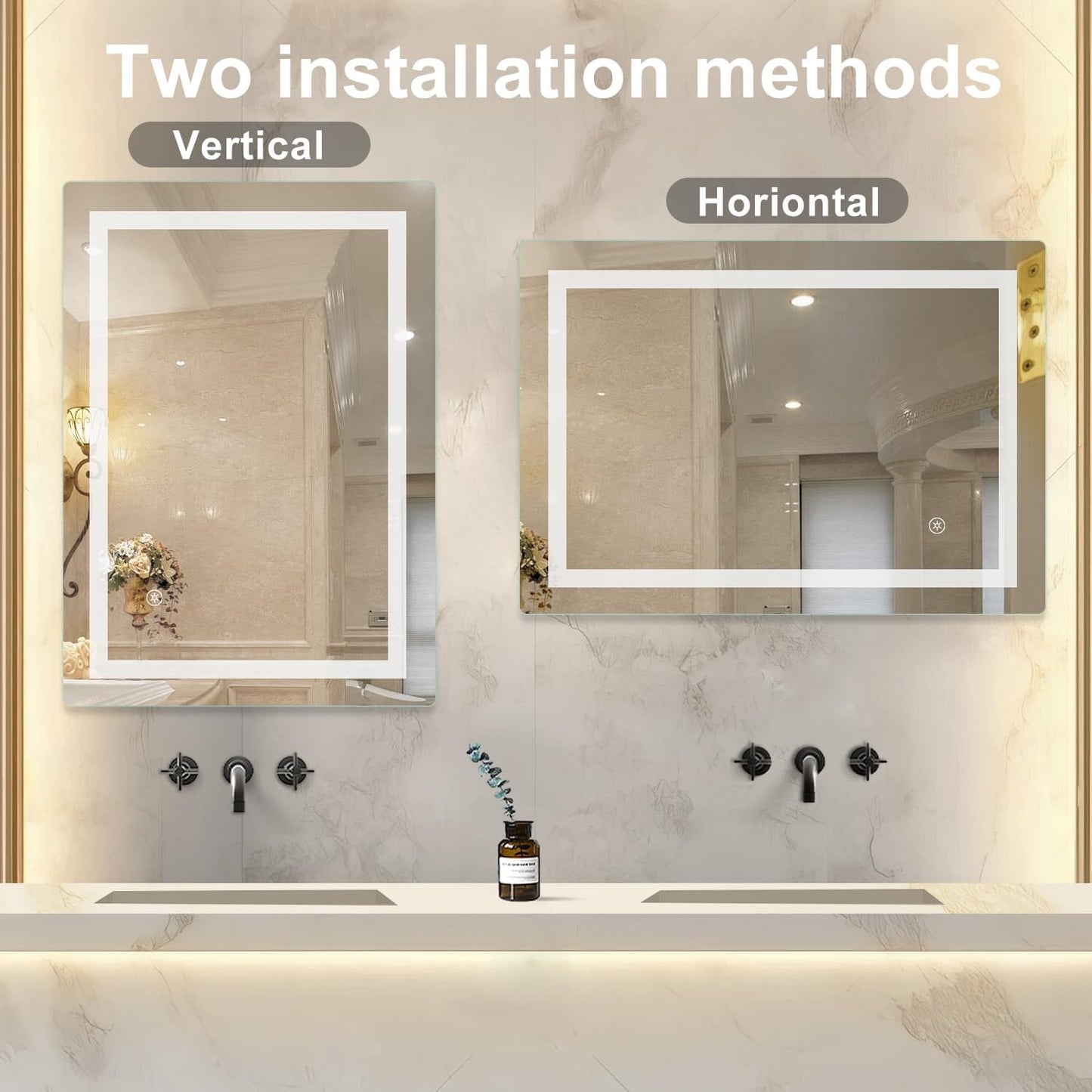 LED Badezimmerspiegel mit Touchschalter (60x80 cm), 80L x 60B cm Led