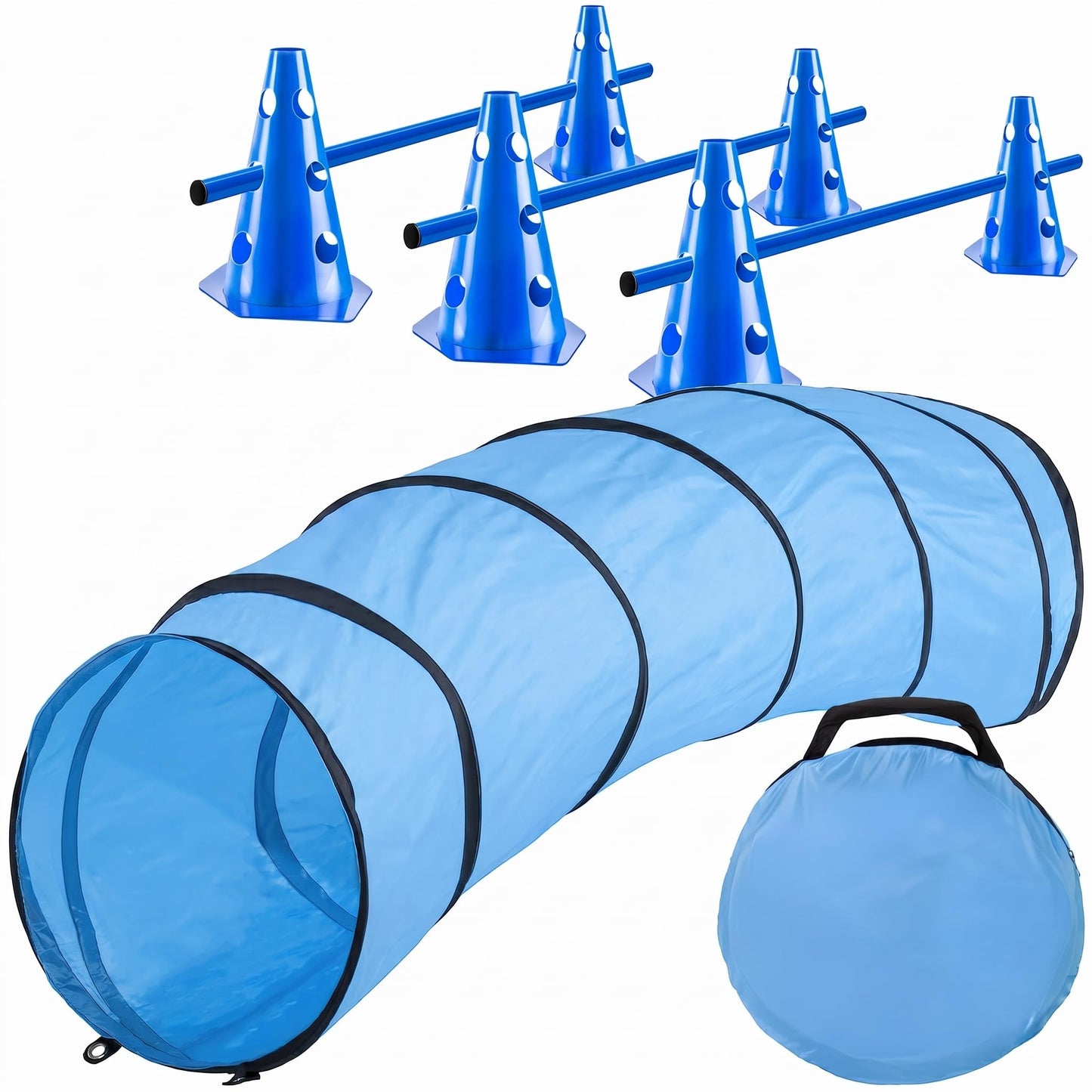 Agility Tunnel-Set mit Sprunghürde, 200 cm - Accessories Set