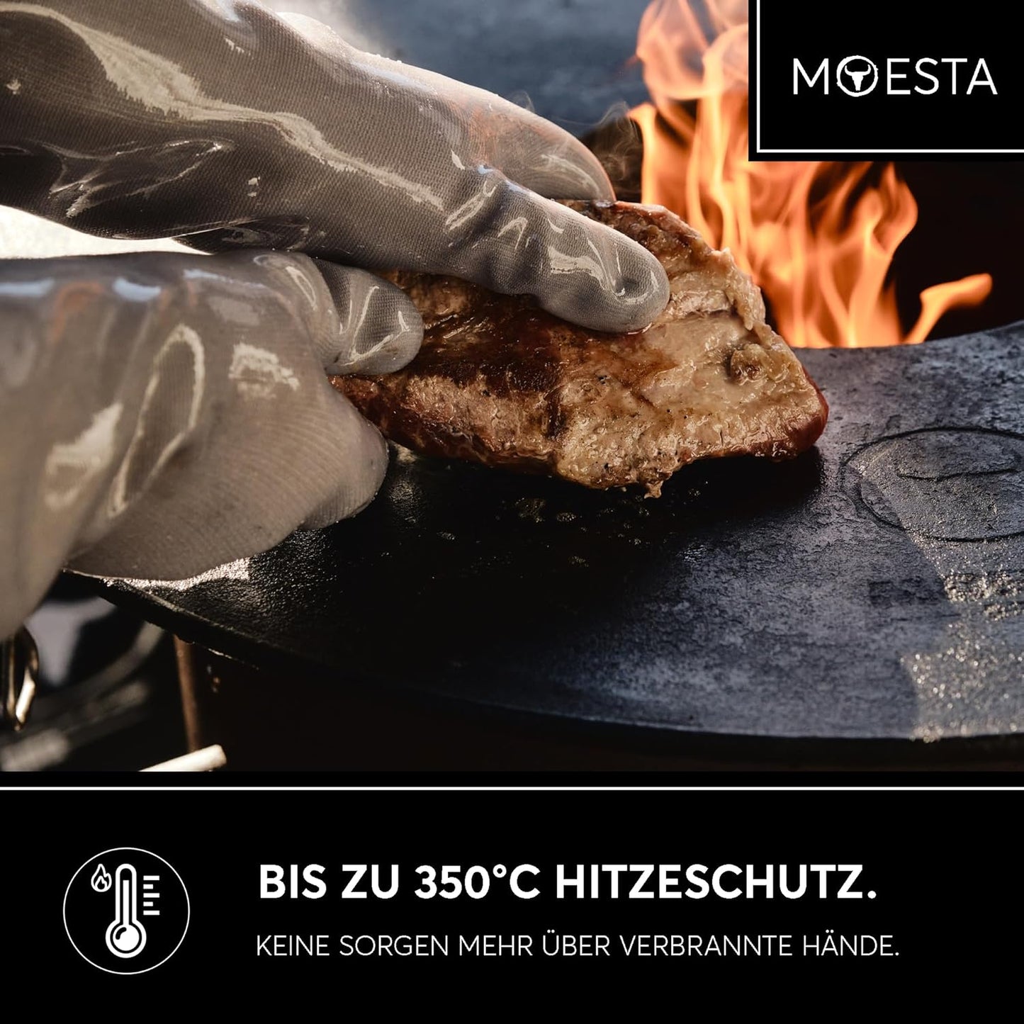 20004 HeatPro Hitzehandschuhe bis 350°C, waschbar, Grau M