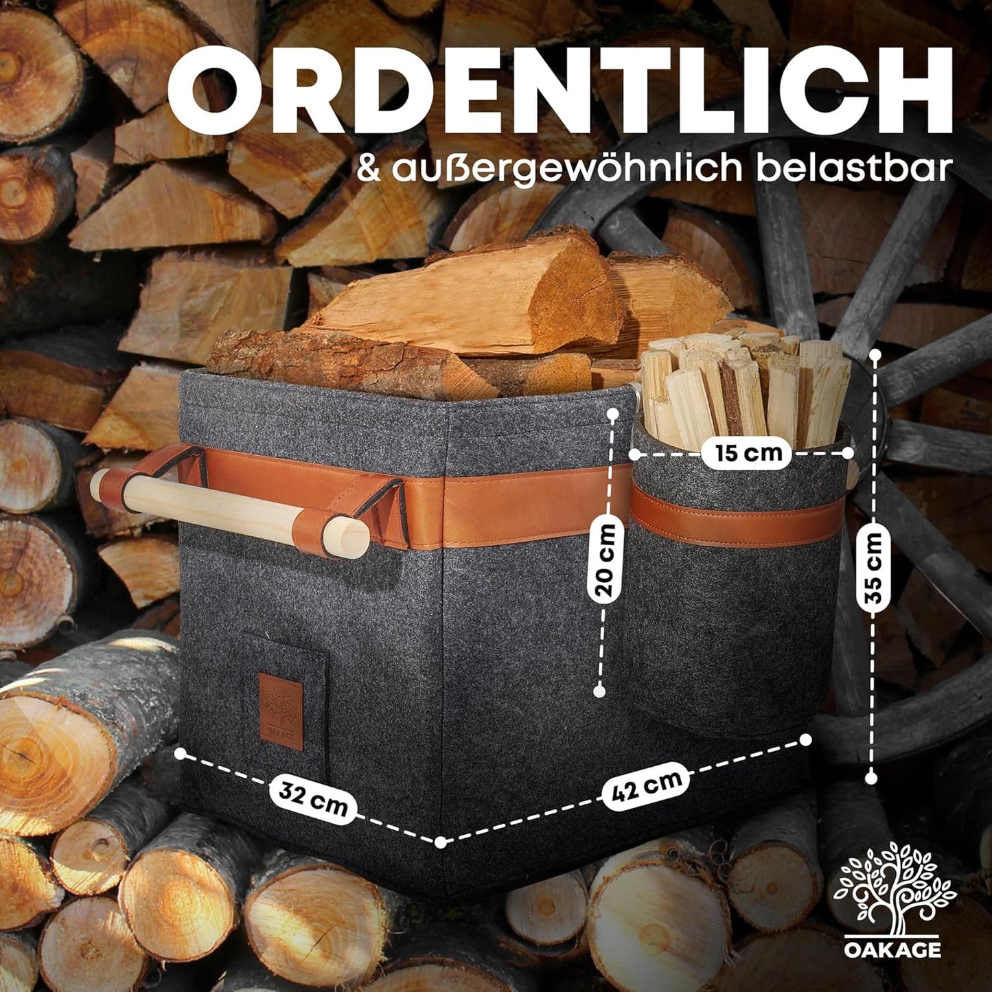 Holzkorb, Dunkelgrau Bundle