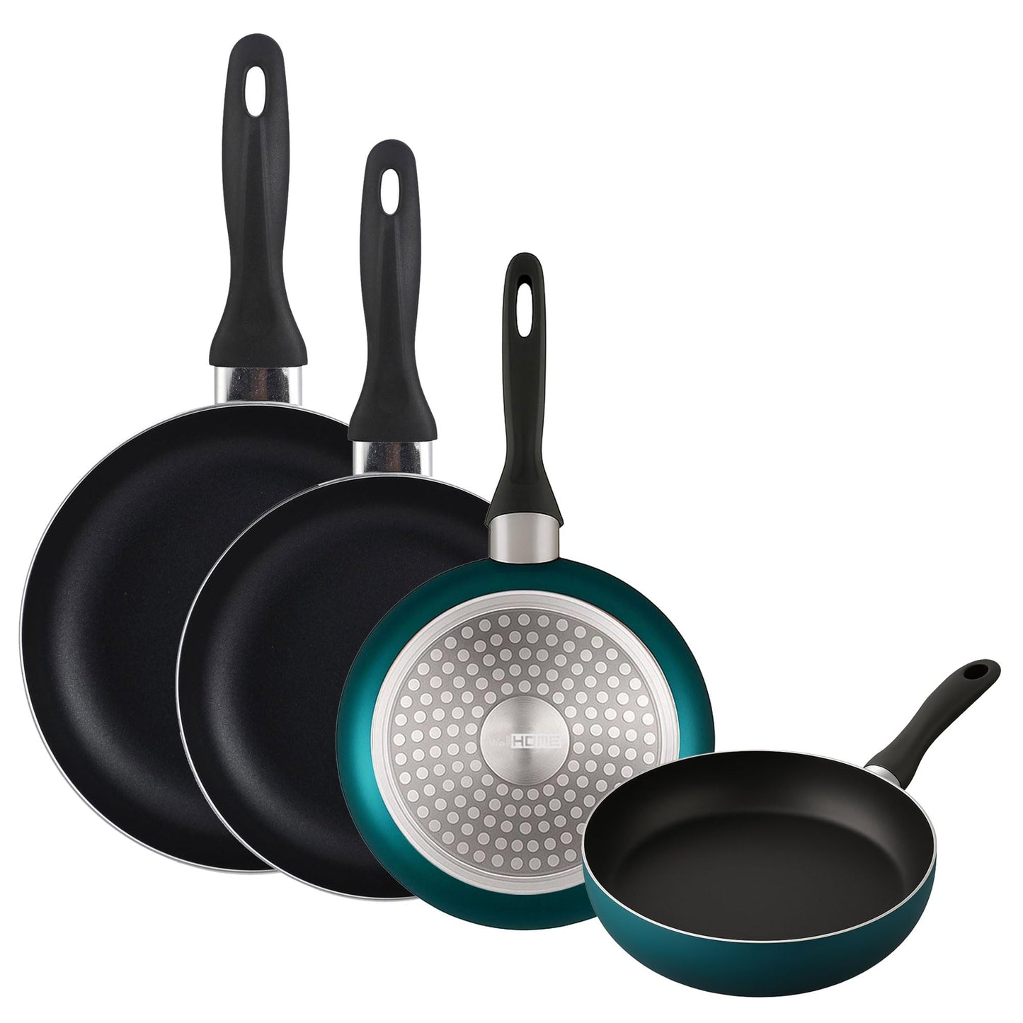 4-teiliges Pfannenset, Blau Metallic