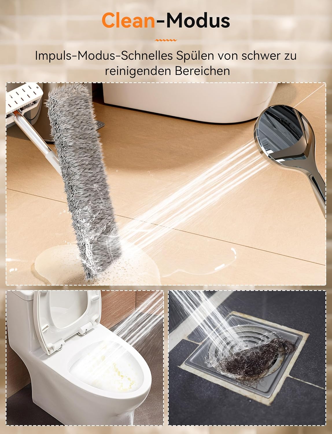 Duschkopf mit 5 Strahlarten, Schwarz