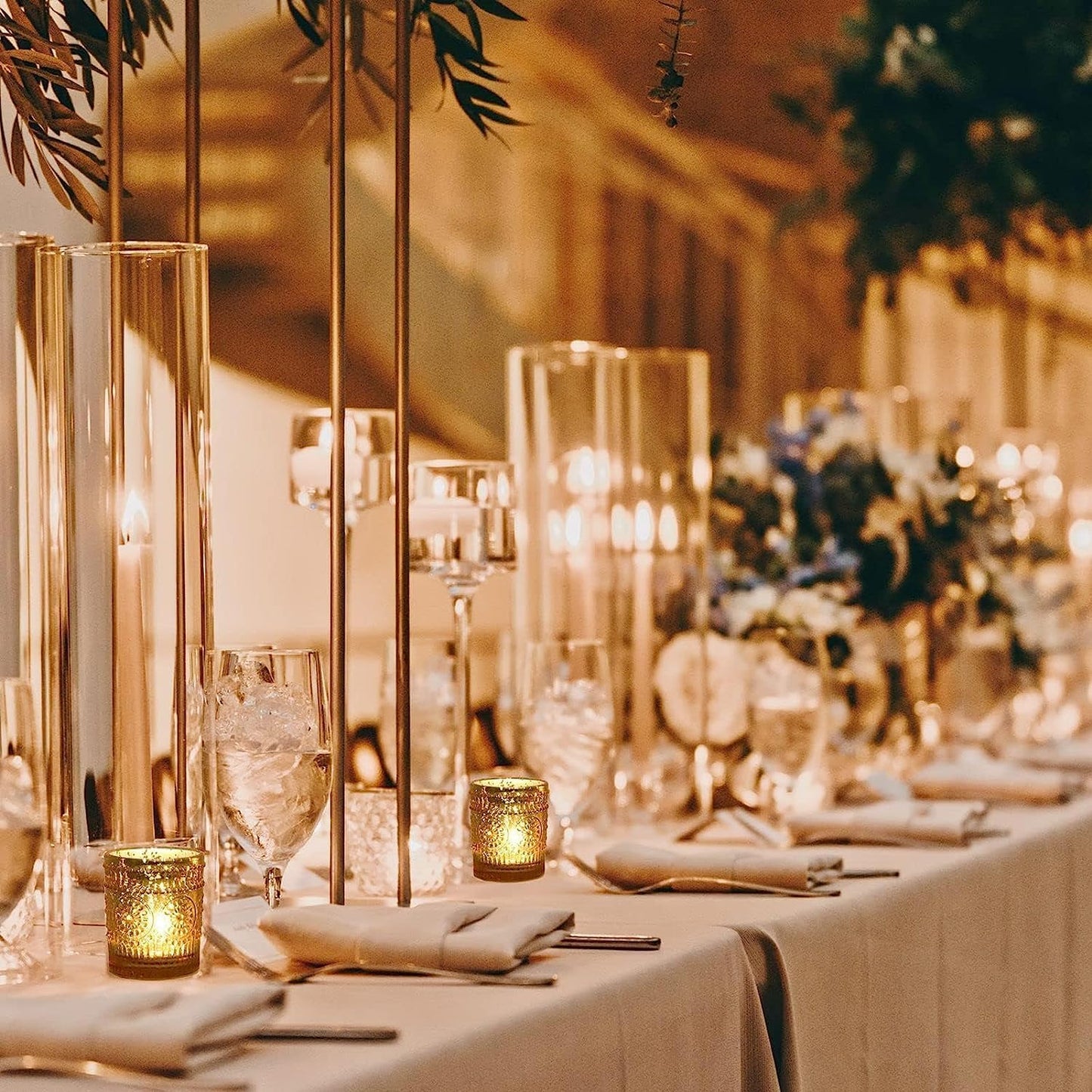 Teelichthalter-Set aus Quecksilberglas (12 Stück), Gold
