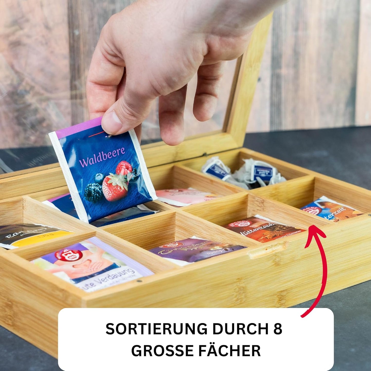 Teebox mit 8 Fächern, Einzeln Modell 2021