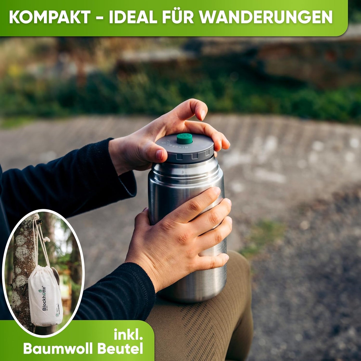 Thermobehälter für Essen, Silber 1000 ml