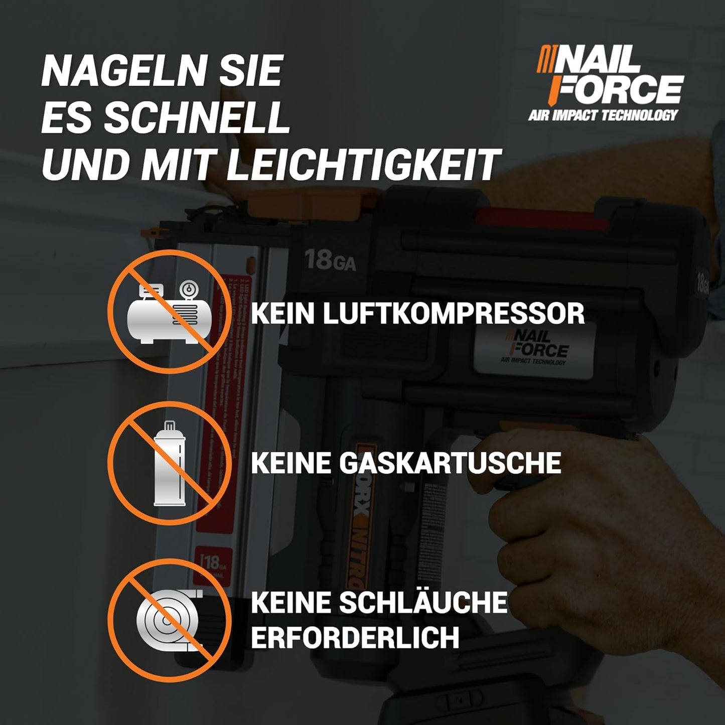 WX842.9 Nitro Akku-Nagler, Nagler Für Nägel bis 50mm - Nitro Version ohne Akku & Ladegerät