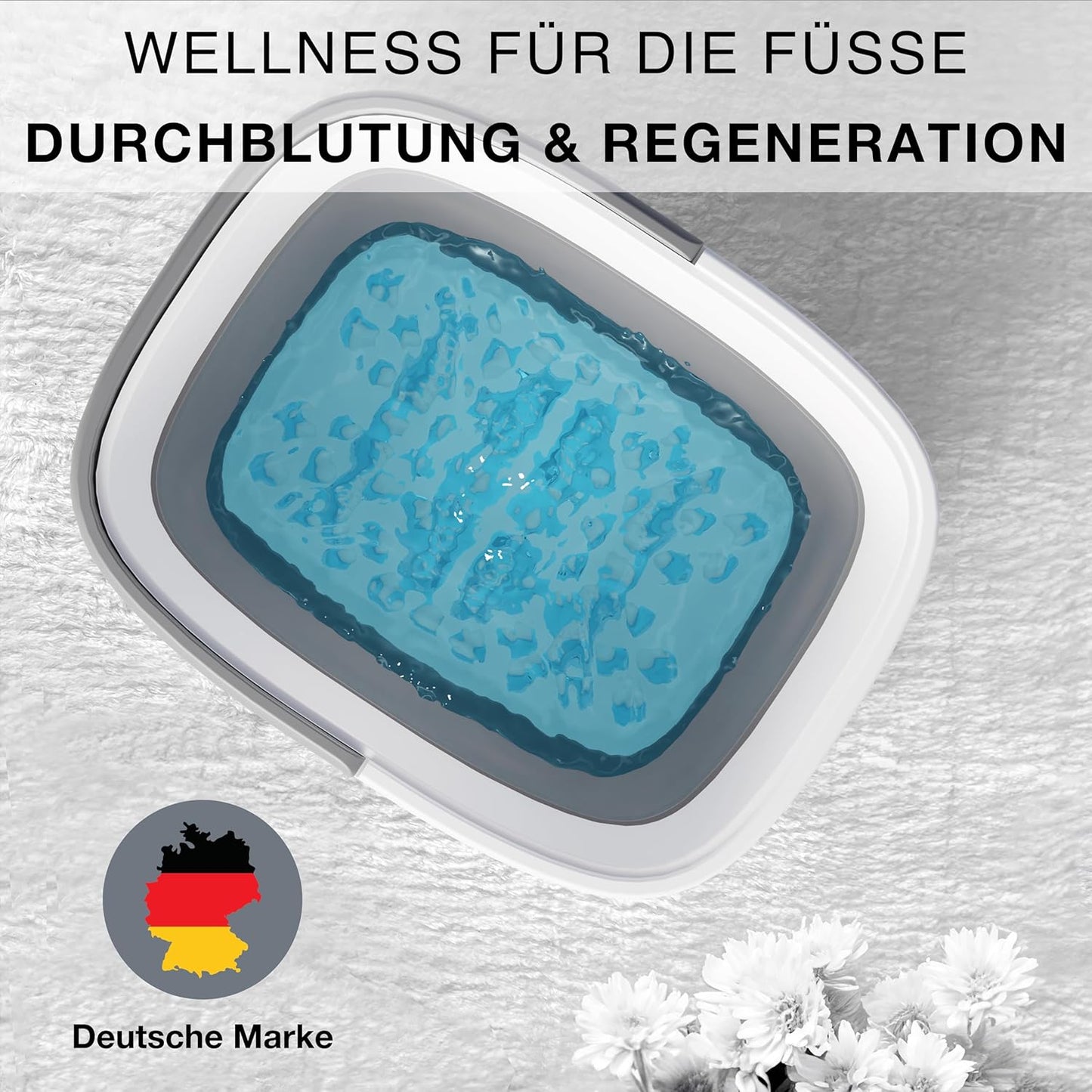 Faltbare Fussbadewanne mit Massage-Noppen, Grau/ Weiss